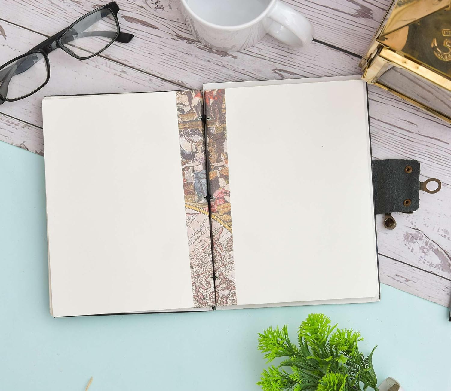 Handmade Printed Cardboard Journal With Buckle Lock Unruled 200 Pages