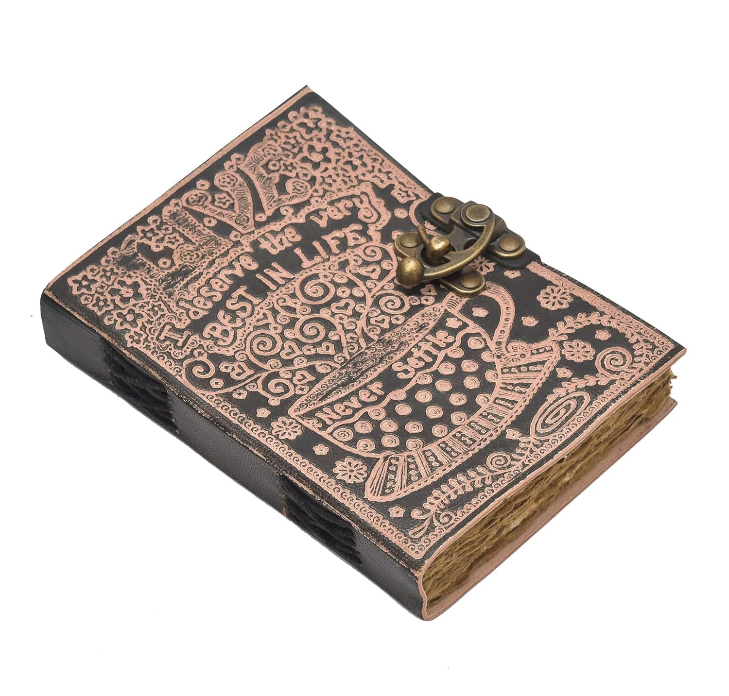 Genuine Leather Vintage Journal Antique Lock 200 Deckle Pages