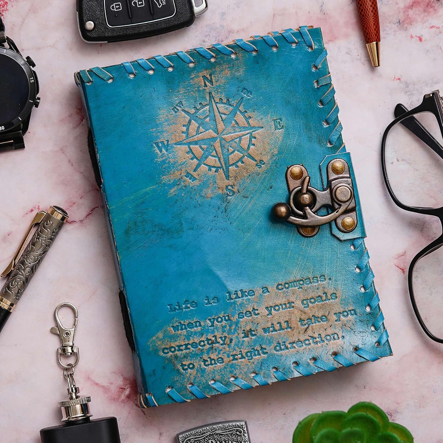 Vintage Handmade Genuine Leather Diary J...