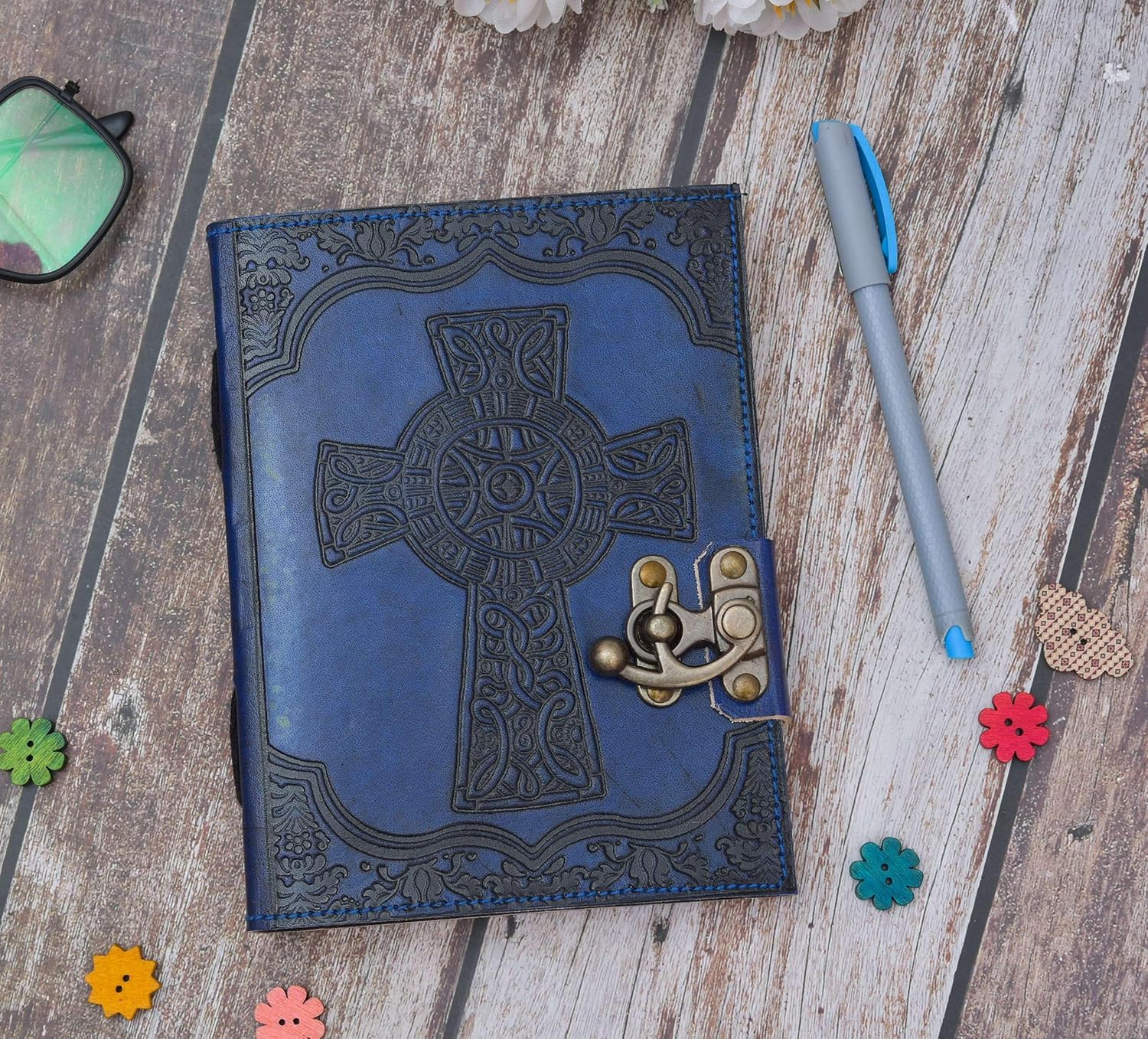 Vintage Leather Journal Diary with Metal...