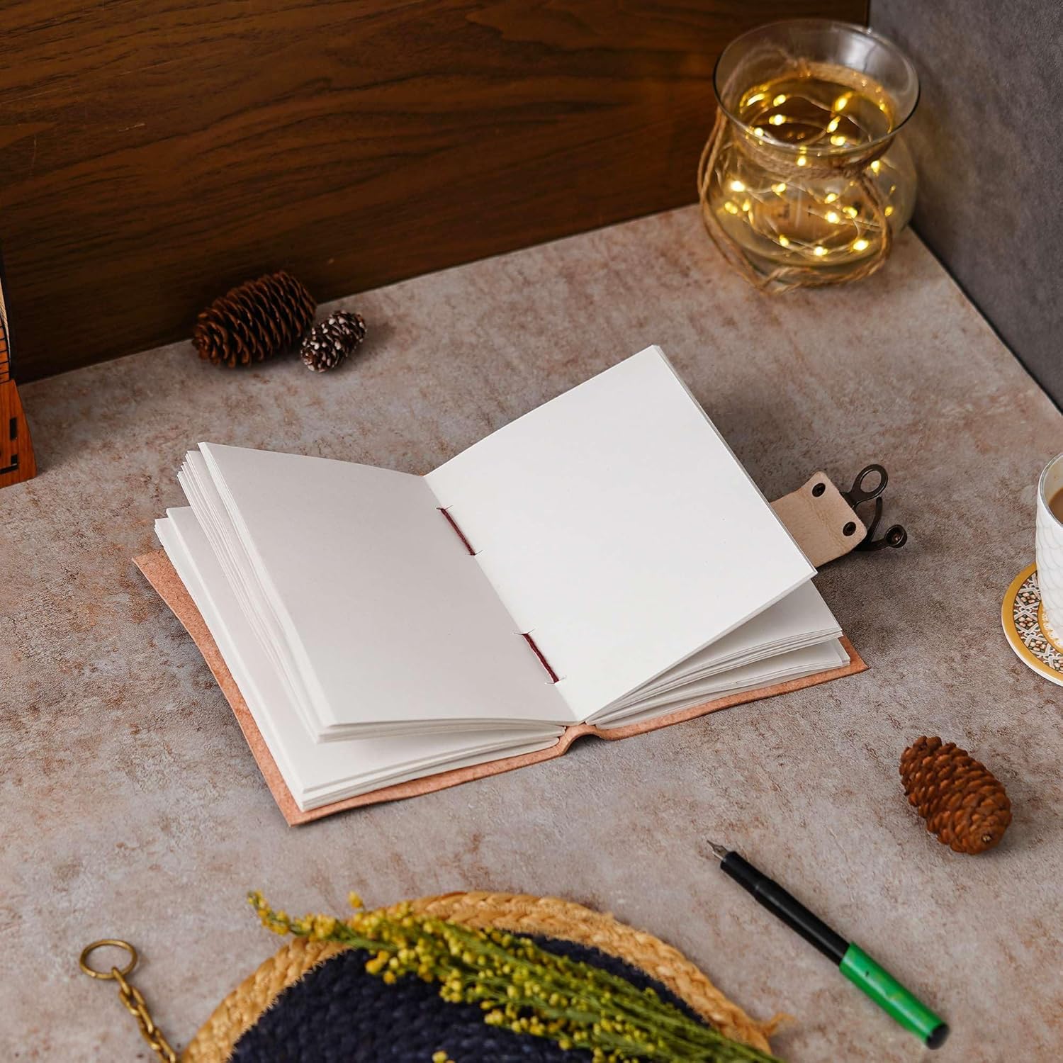 Vintage Handmade Genuine Leather Diary Journal 200 Unruled Pages