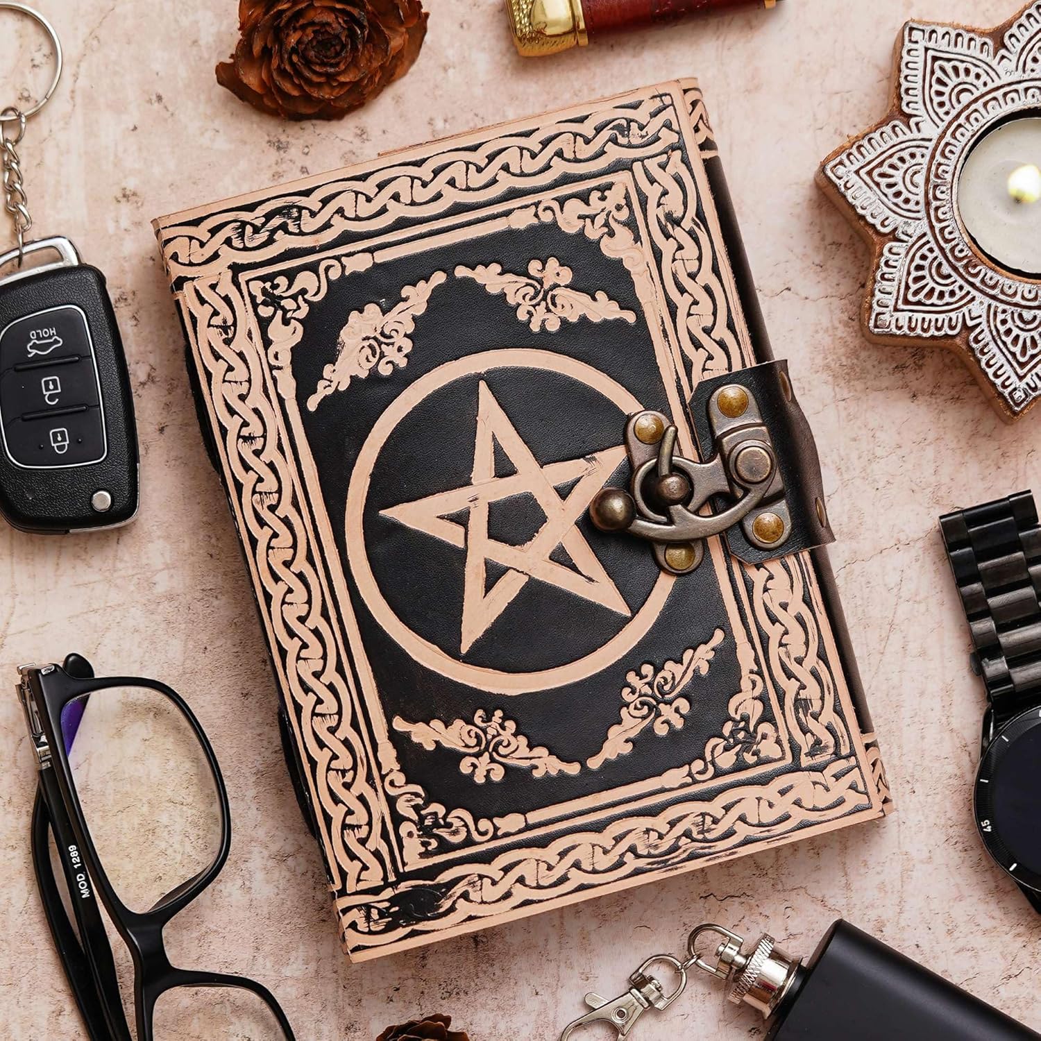 Vintage Handmade Leather Diary Journal –...
