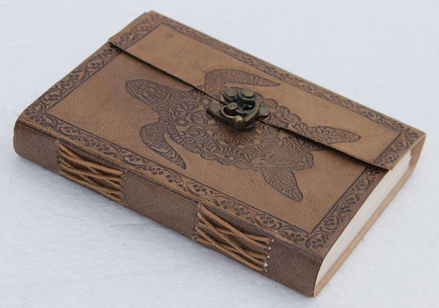 Leather Journal Diary with Metal Lock – Handmade 200 Pages