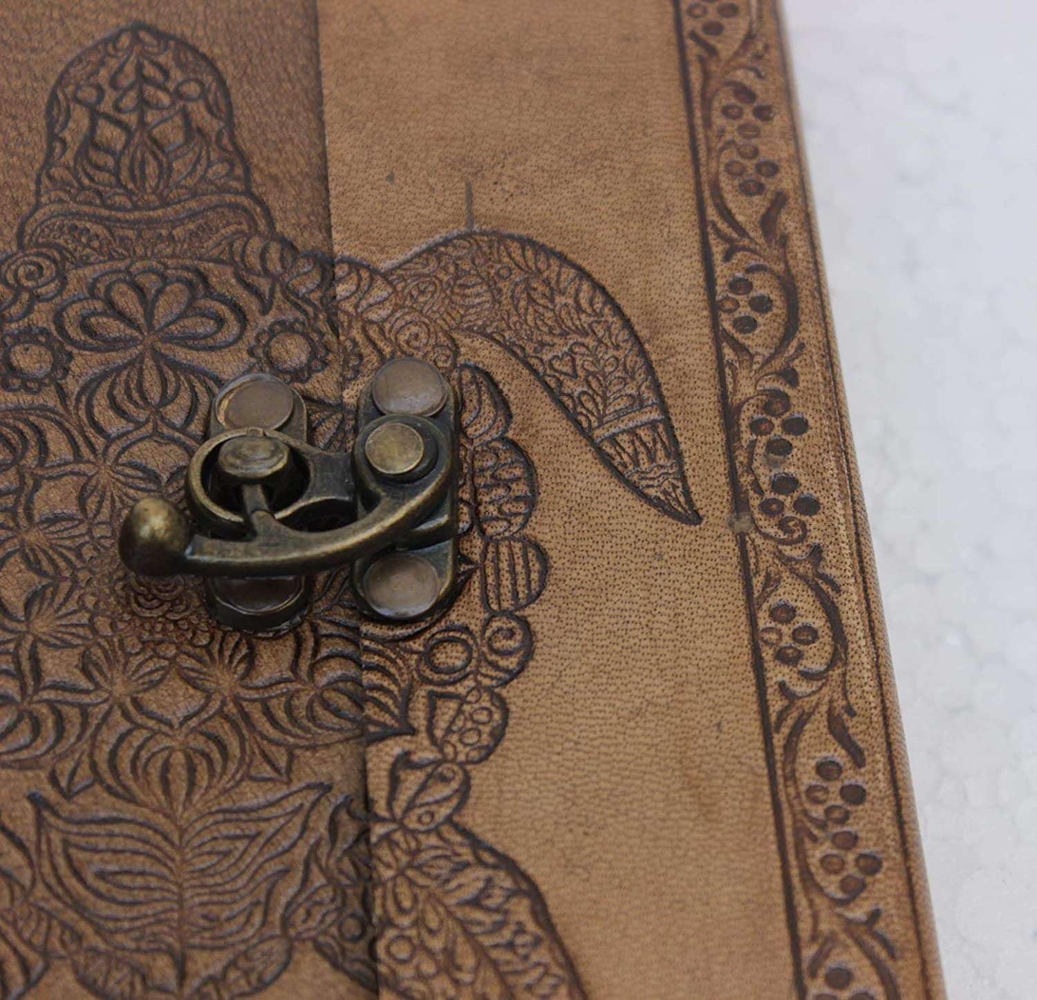 Leather Journal Diary with Metal Lock – Handmade 200 Pages