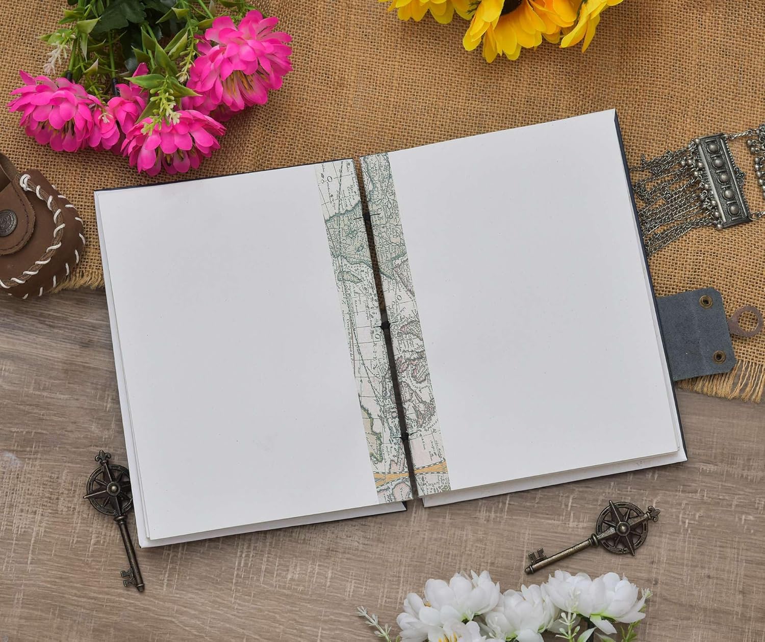 Handmade Printed Cardboard Journal Diary with Buckle Lock – Unruled