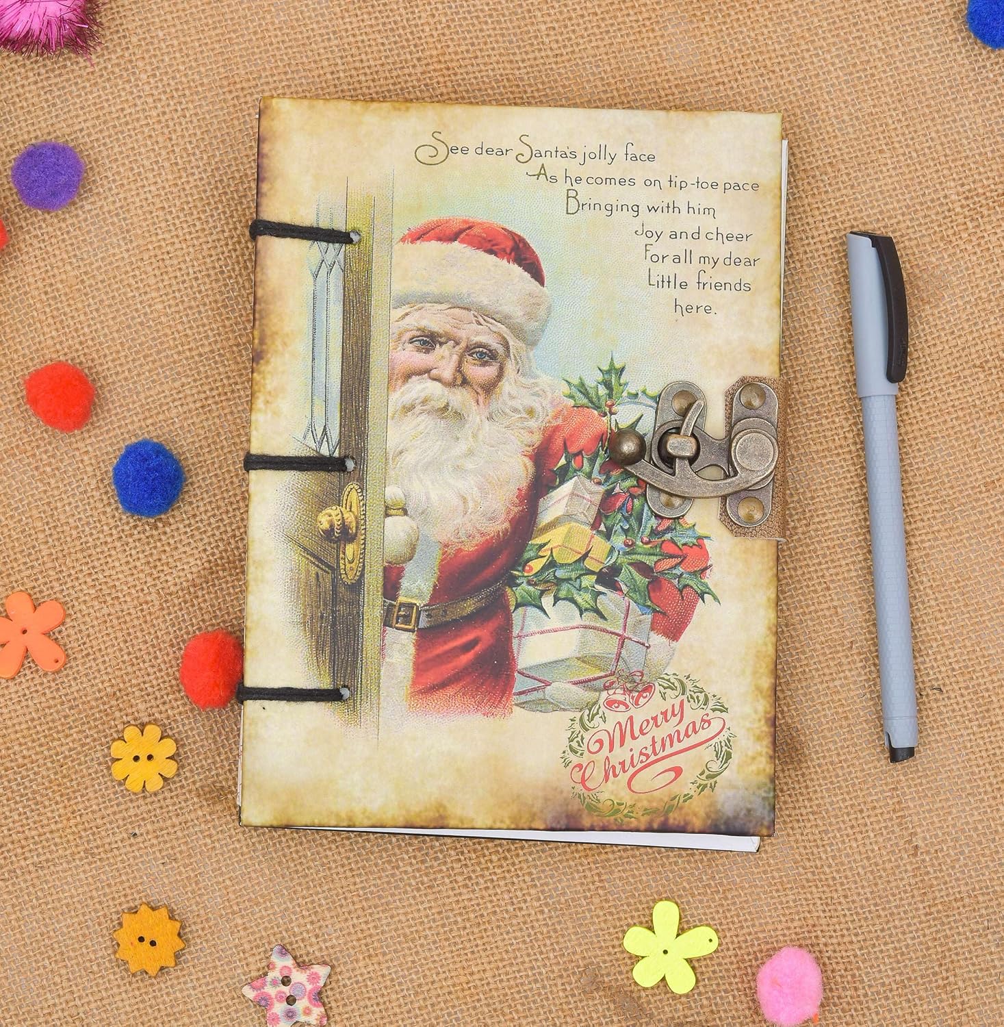 Vintage Genuine Leather Diary with White...