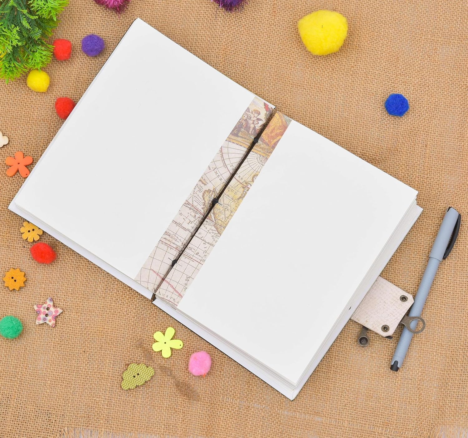 Vintage Genuine Leather Diary with White Pages 200 Sheets