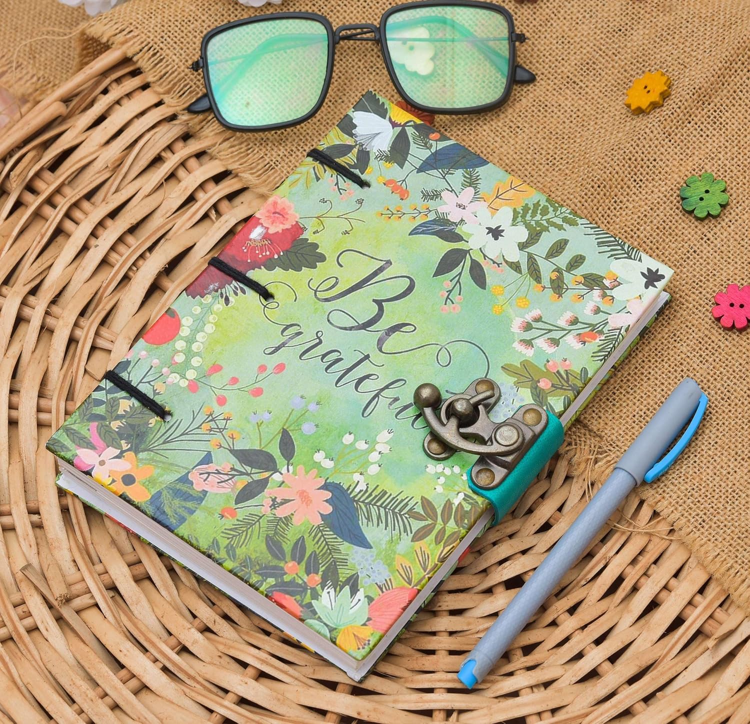 Printed Cardboard Diary with Buckle Lock and 200 Writing Pages