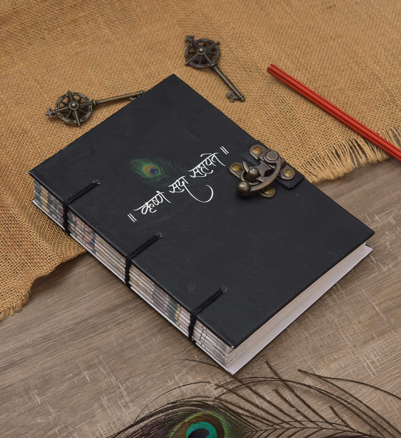 Art Printed Buckle Lock Diary for Personal Notes and Sketching