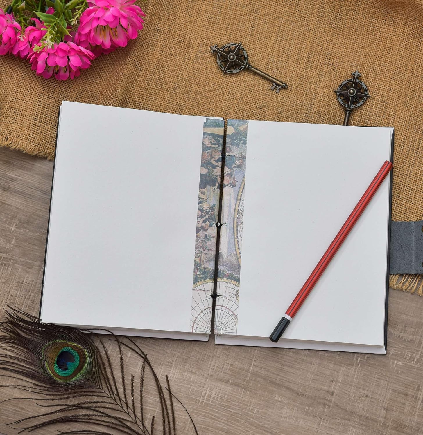 Art Printed Buckle Lock Diary for Personal Notes and Sketching