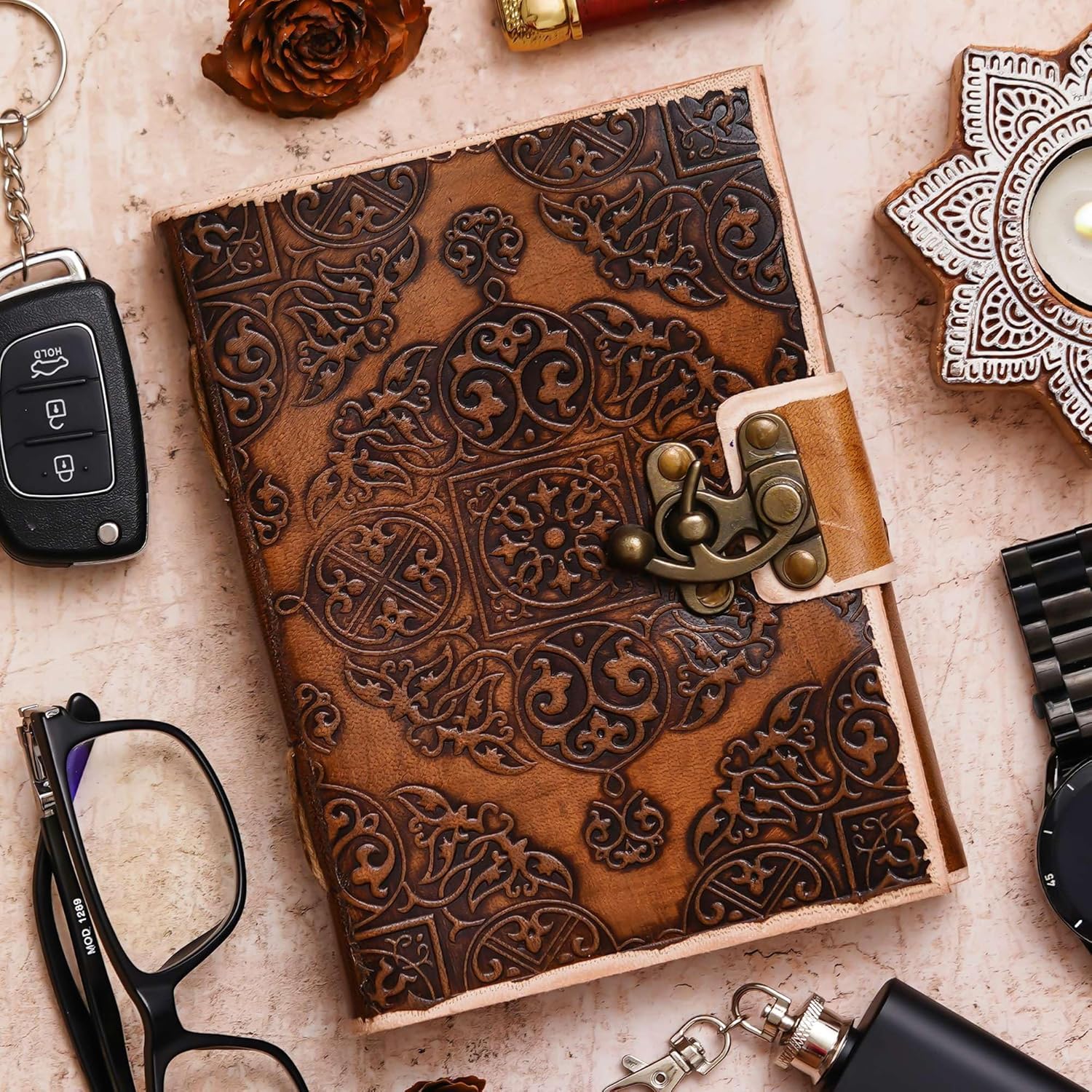 Vintage Handmade Genuine Leather Diary J...