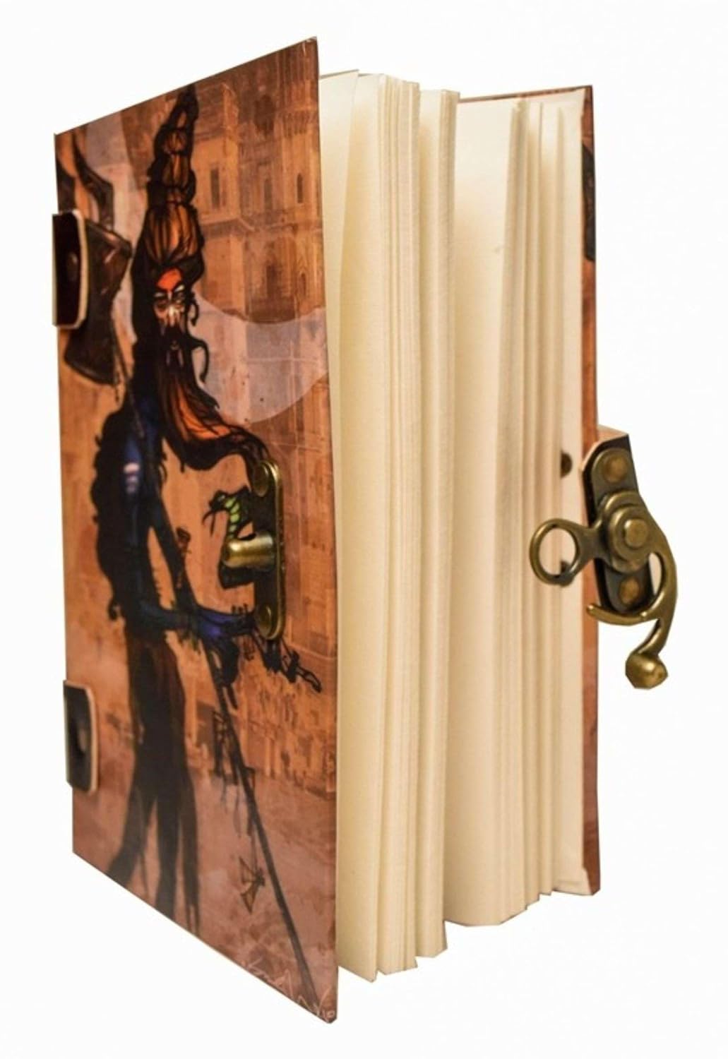 Handmade Printed Cardboard Journal with Buckle Lock – Artisan Style