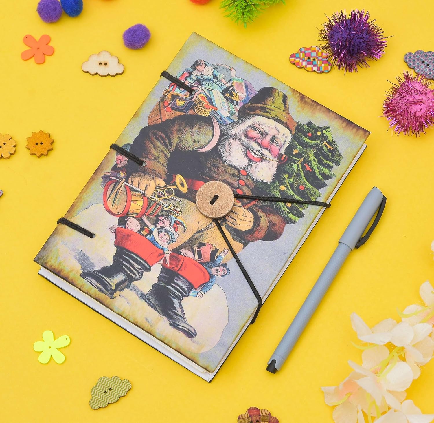 Handmade Printed Cardboard Journal Diary – Unruled 200 Pages