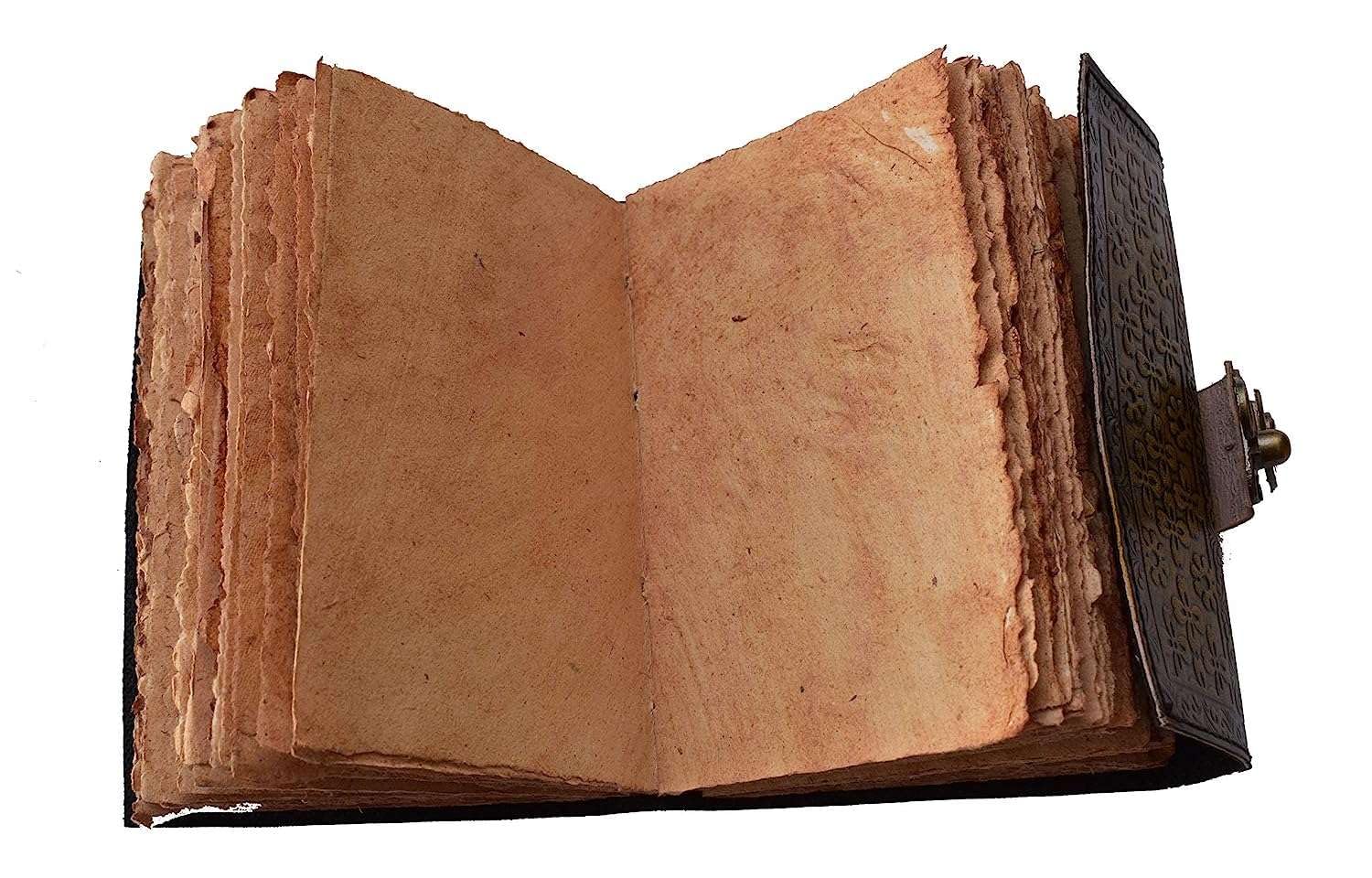 Genuine Leather Diary | Vintage Handmade Leather Journal | Premium Antique LOCK Closure | 200 Handmade Deckle Edge Antique Pages