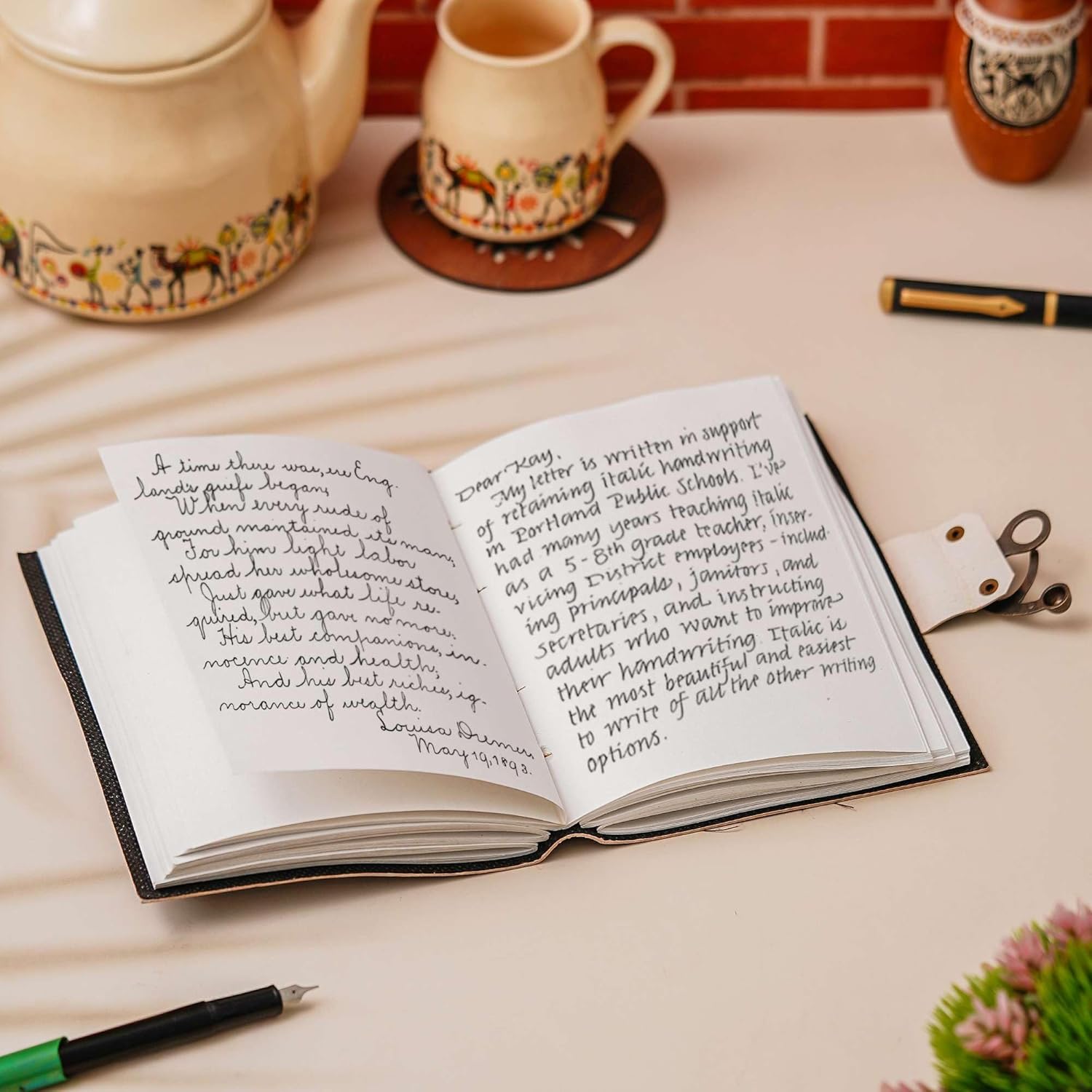 Vintage Genuine Leather Diary with Antique String Closure – Handmade