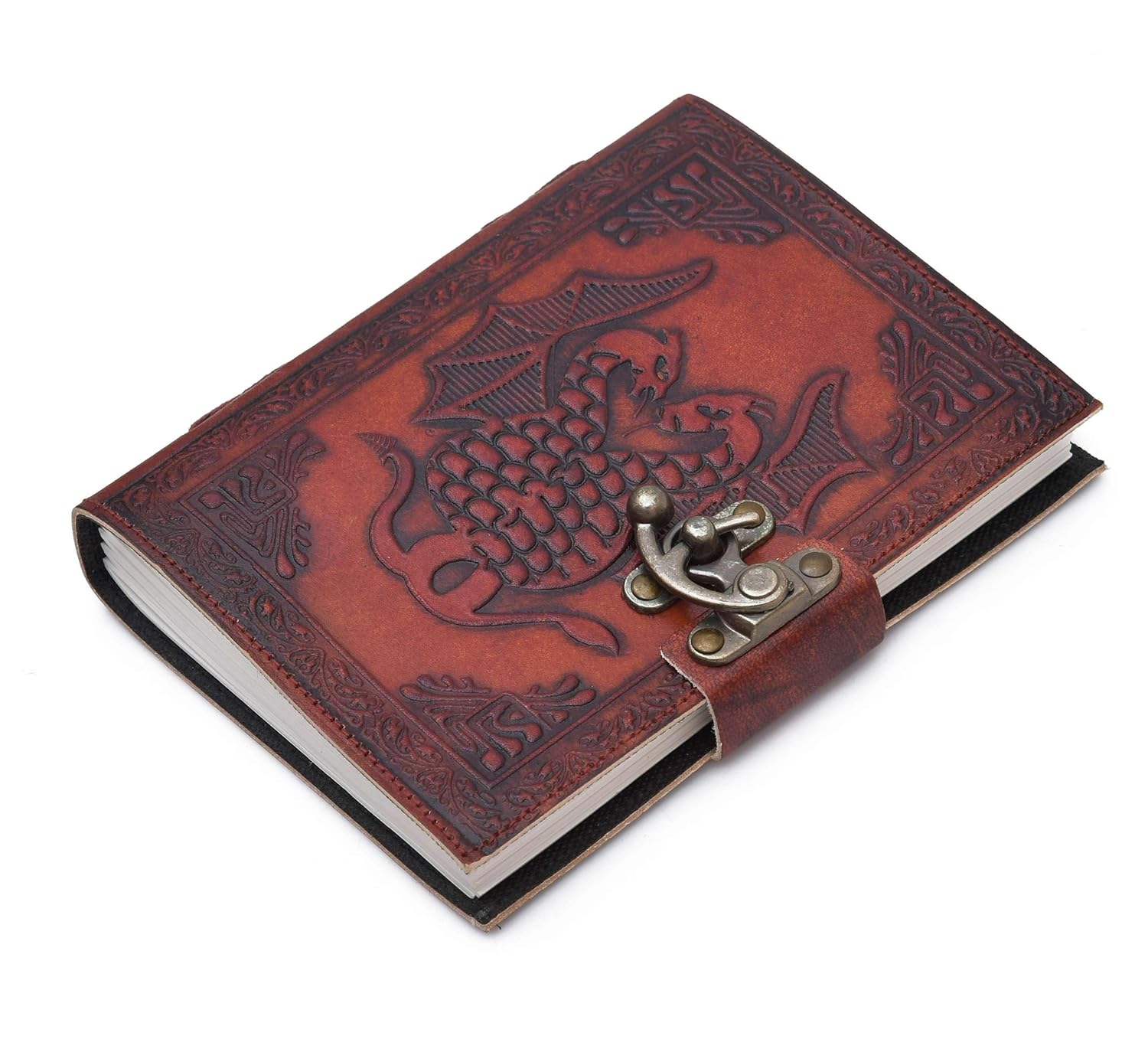 Vintage Leather Journal Diary with Metal Lock – Handmade Journal