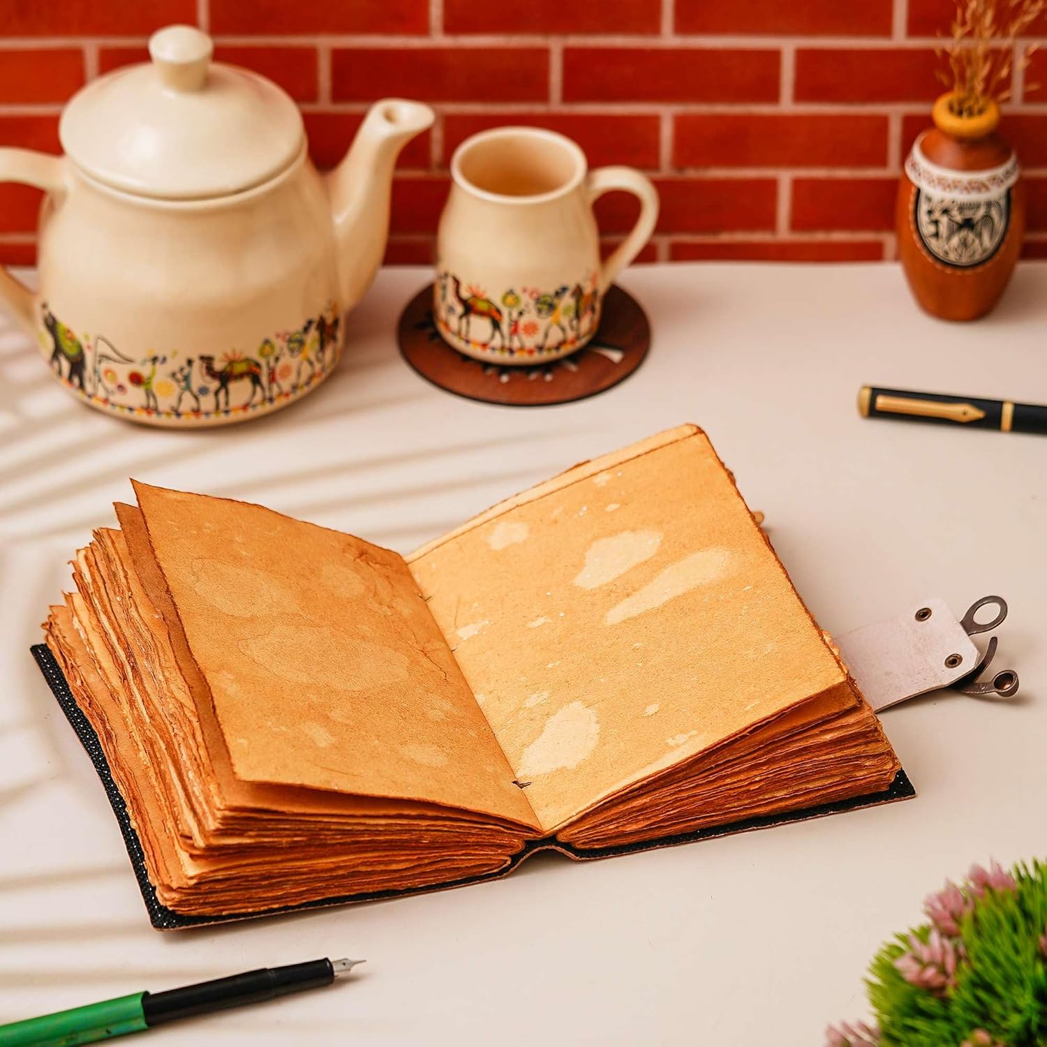 Vintage Leather Diary with Secure Metal Lock Closure