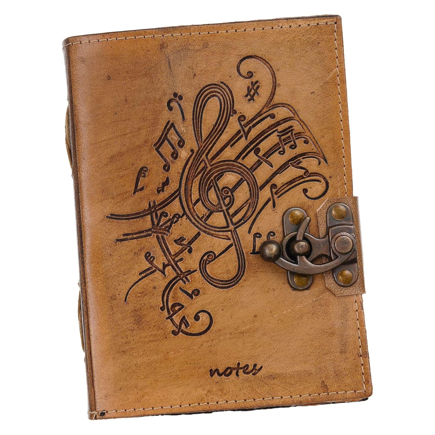 Vintage Leather Diary with Secure Metal Lock Closure
