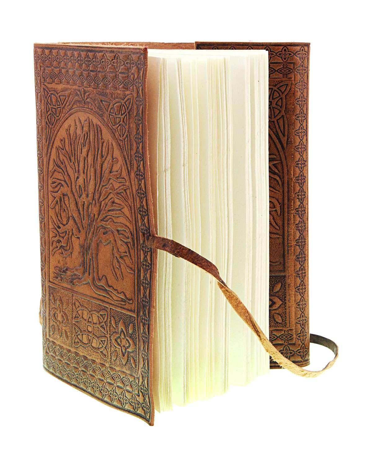 Classic Travel Leather Notebook with White Unruled Pages