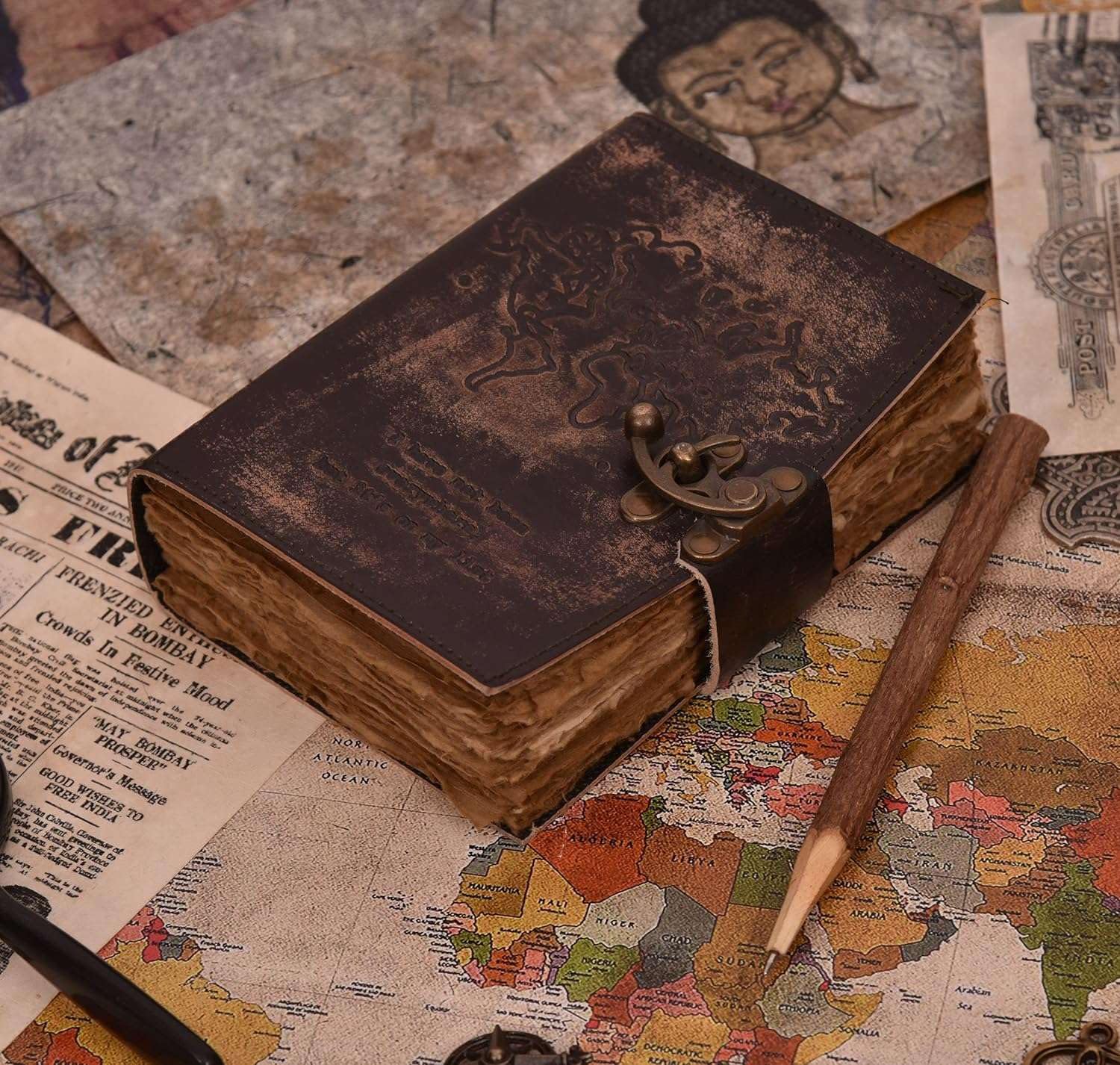 Genuine Leather Diary Deckle Edge 200 Pages