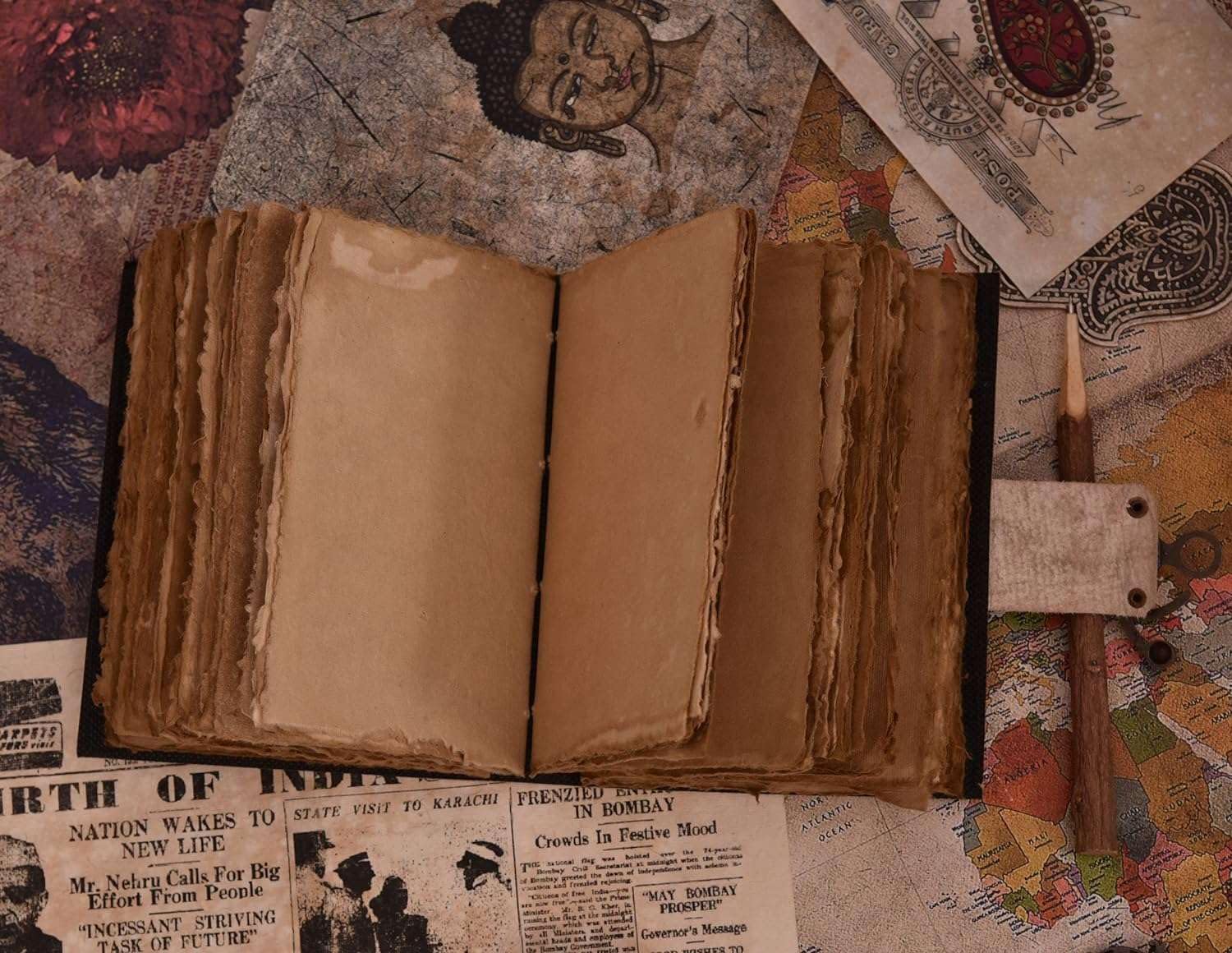 Genuine Leather Diary Deckle Edge 200 Pages