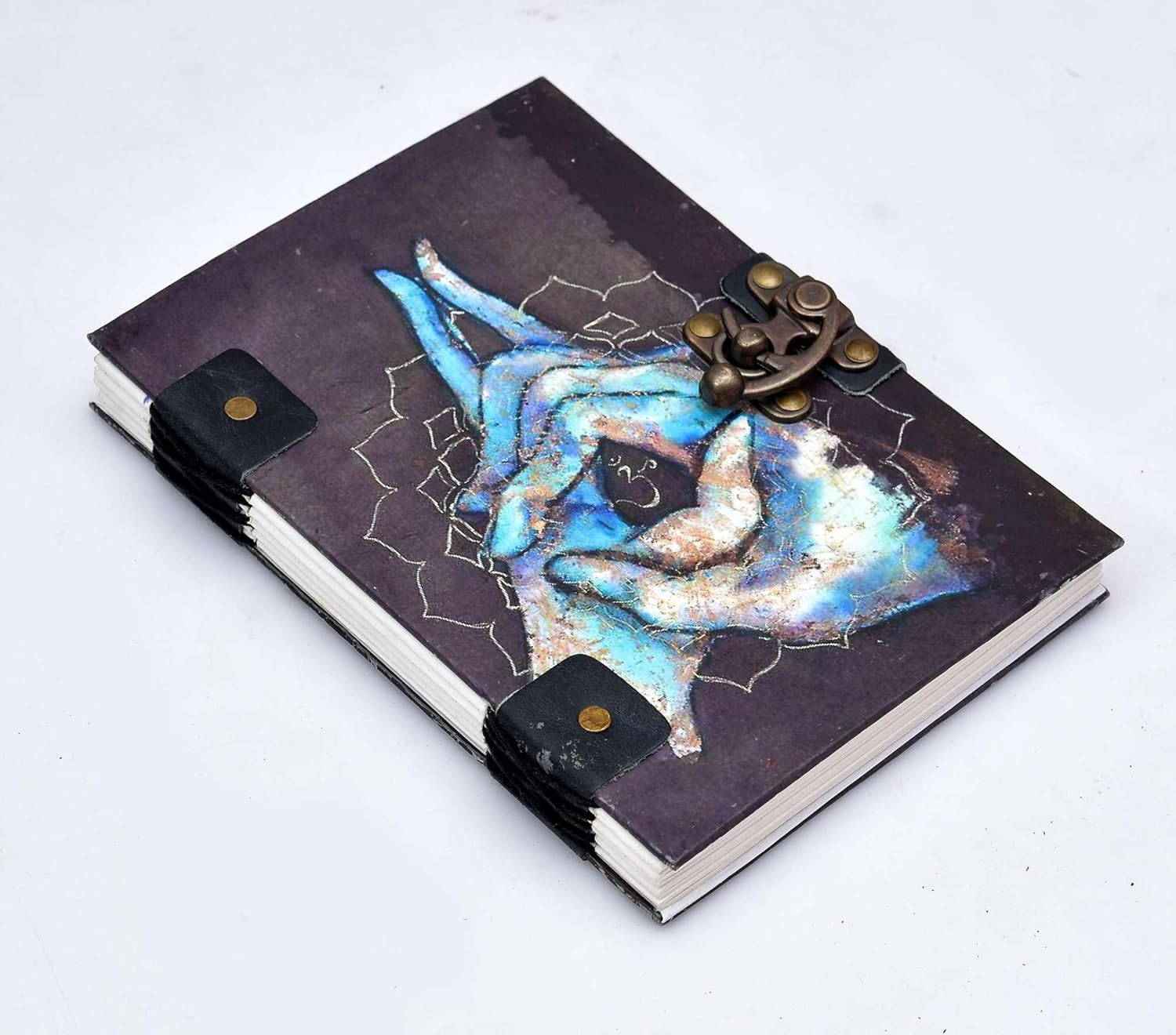 Handmade Printed Cardboard Journal Diary With Buckle Lock Unruled 200 Pages Notepad