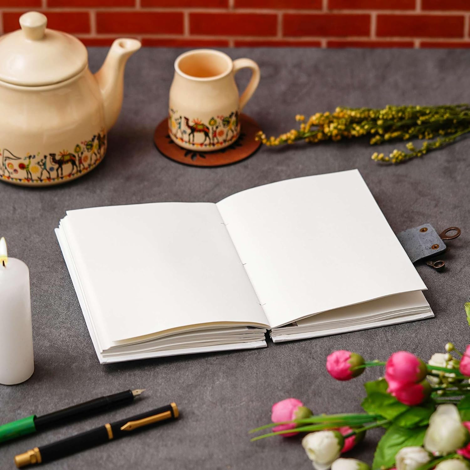 Handmade Printed Cardboard Journal Diary with Buckle Lock – 200 Pages