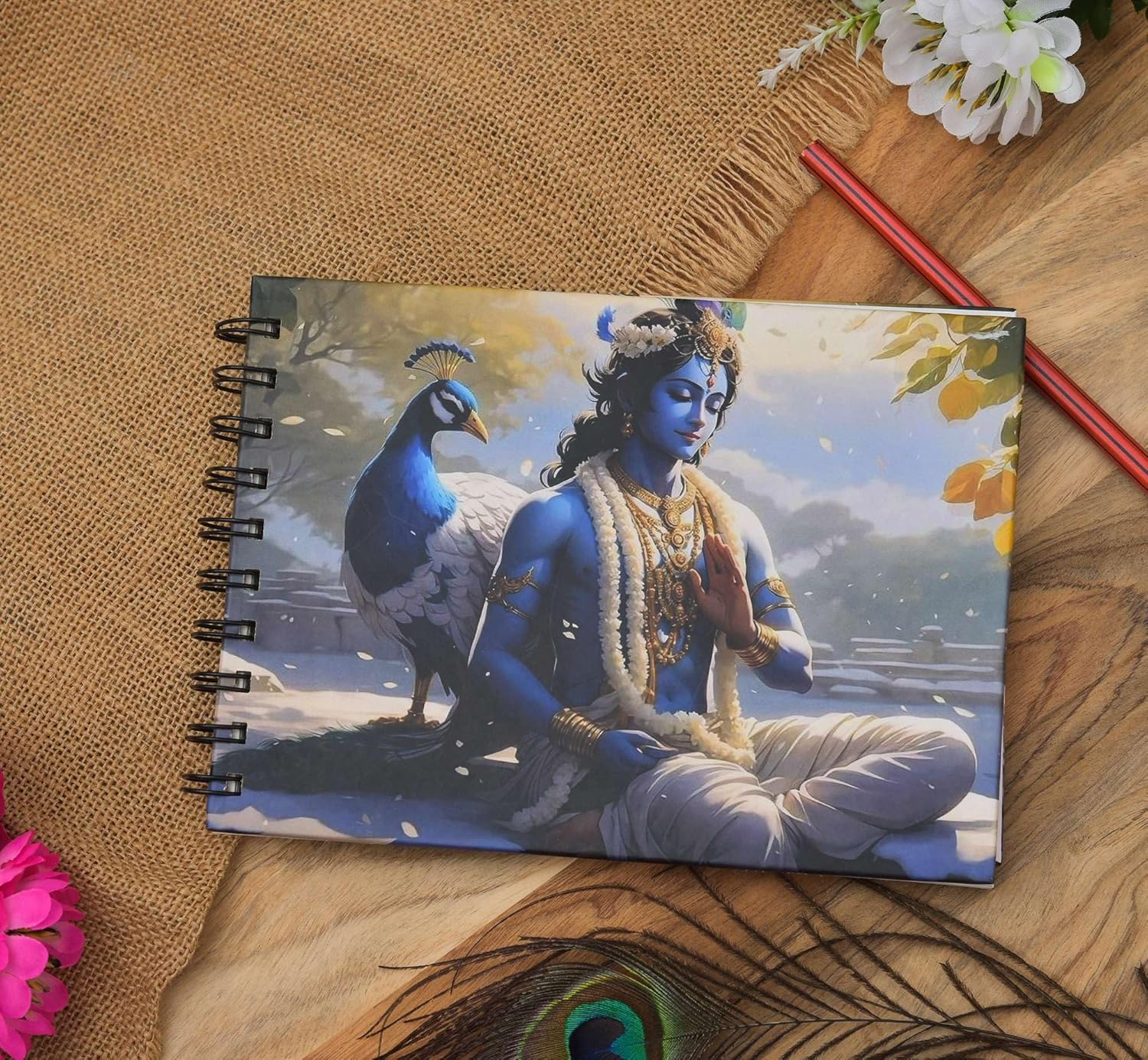 Handmade Krishna Peacock Printed Cardboa...