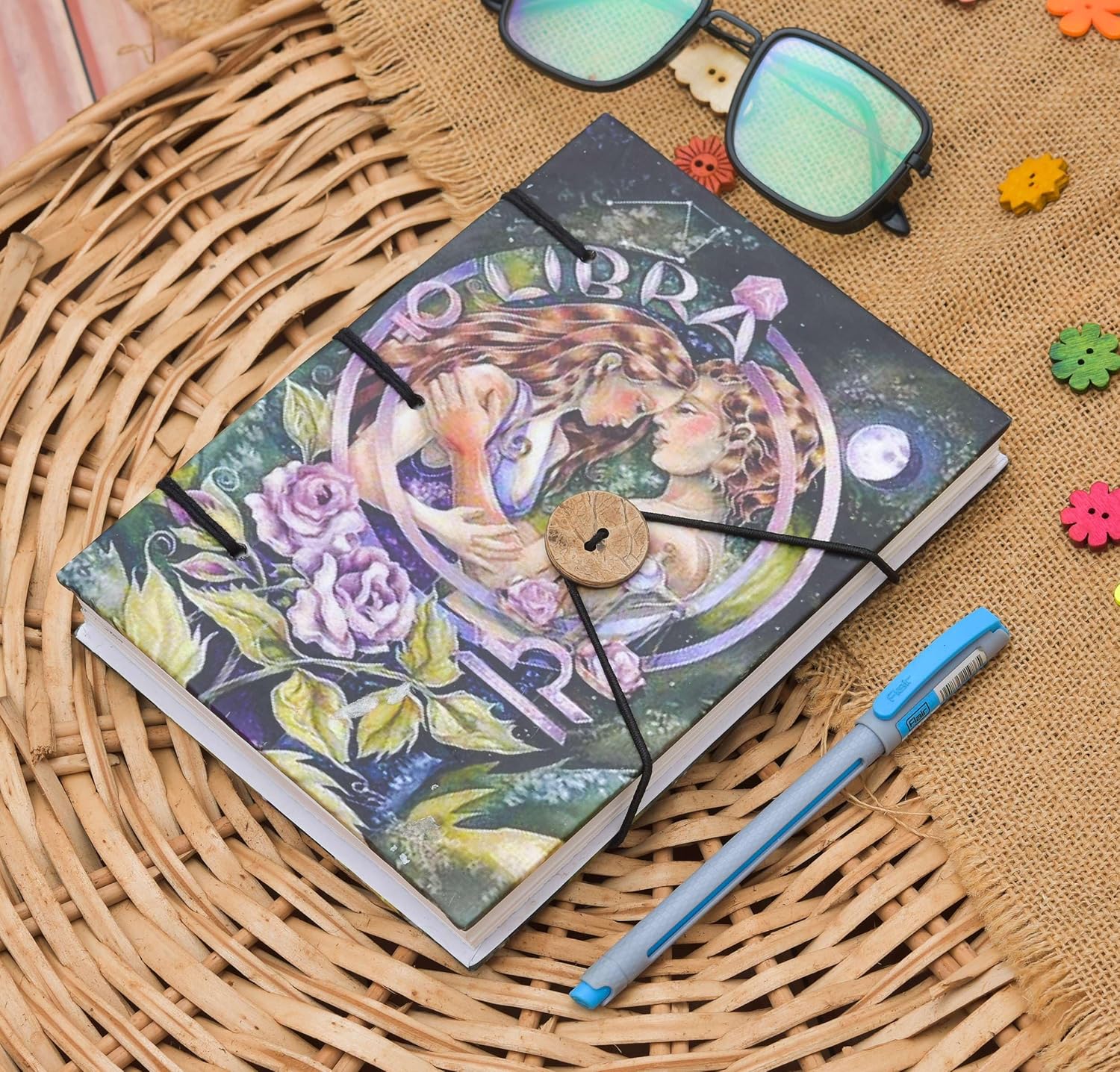 Handmade Printed Cardboard Journal Diary with String Closure 200