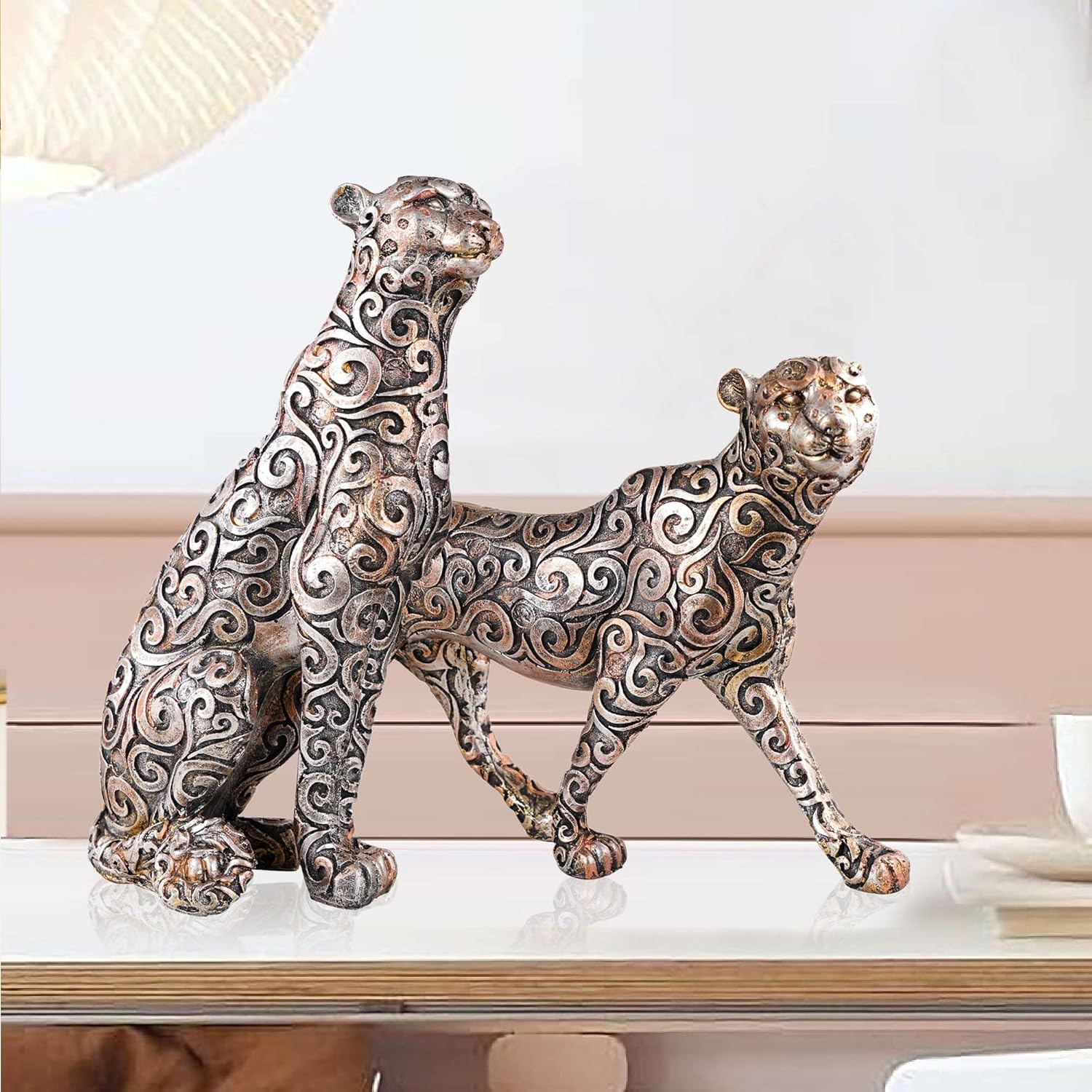 Panther Animal Statue Showpiece Set of 2...