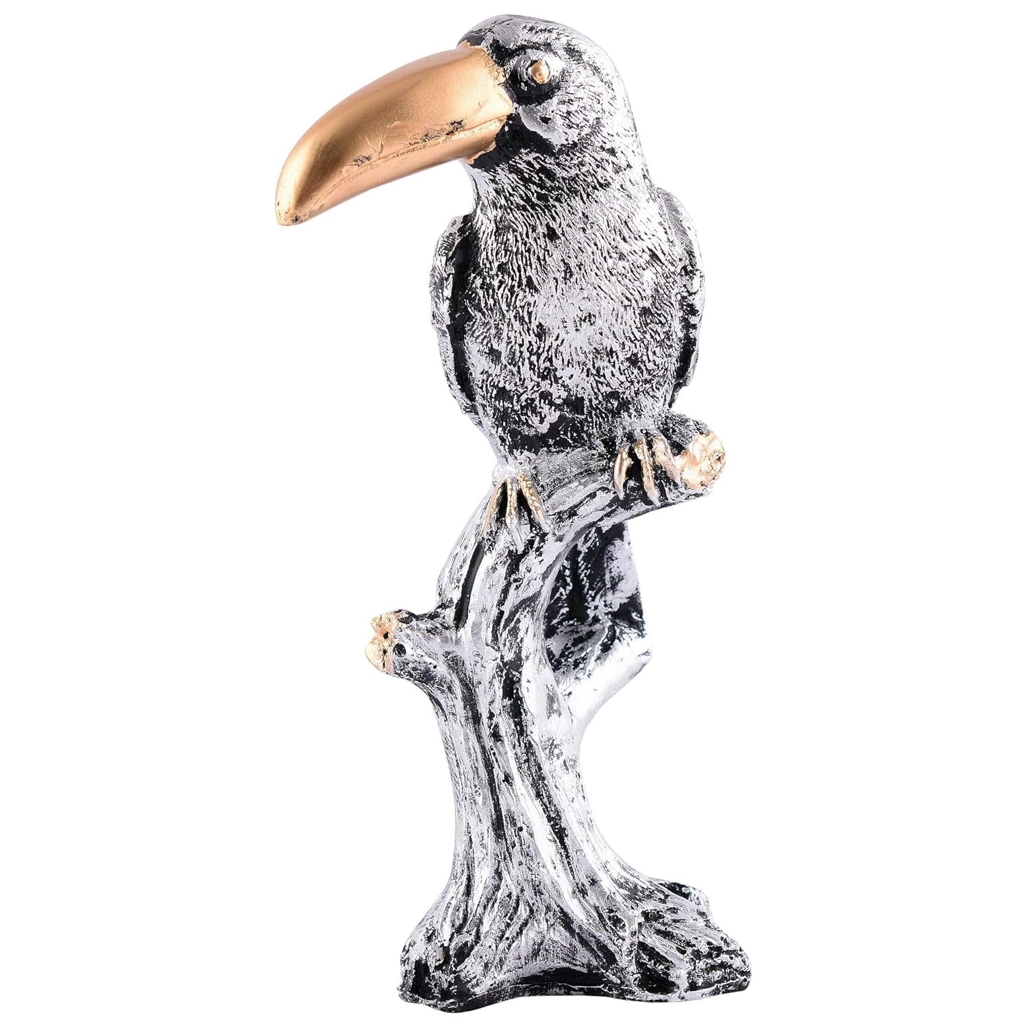 Decorative Silver Resin Parrot Showpiece for Home Decor
