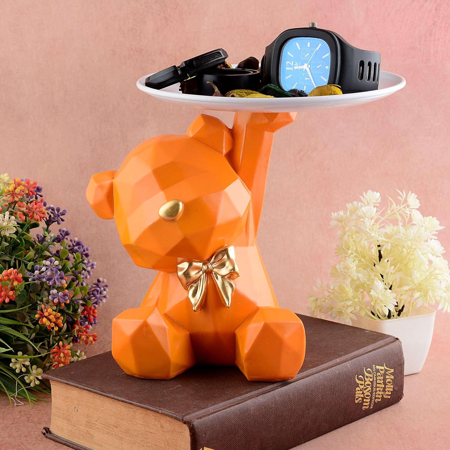 Cool Teddy Bear Showpiece with Platter D...
