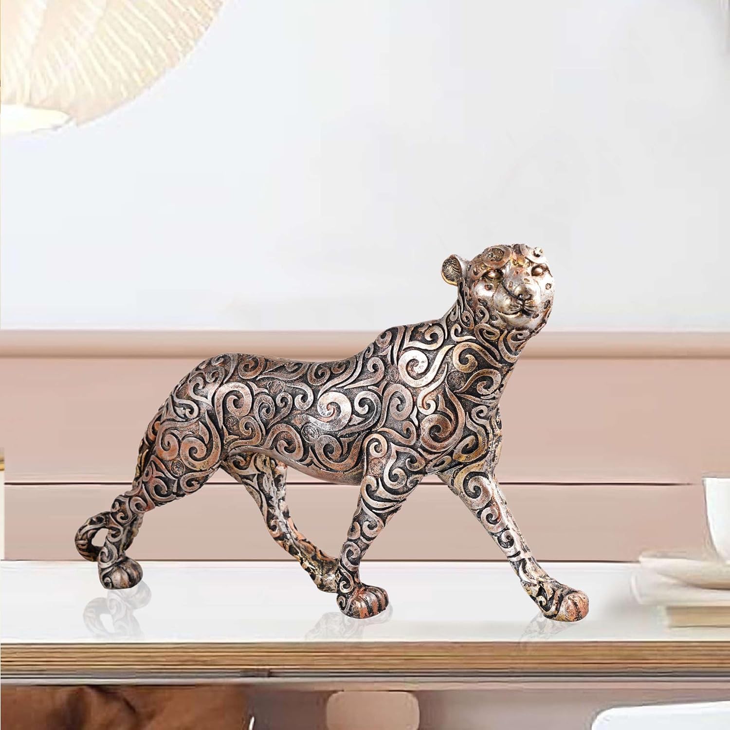 Panther Standing Position Animal Showpiece Antique Sculpture for Home Decor Showpiece