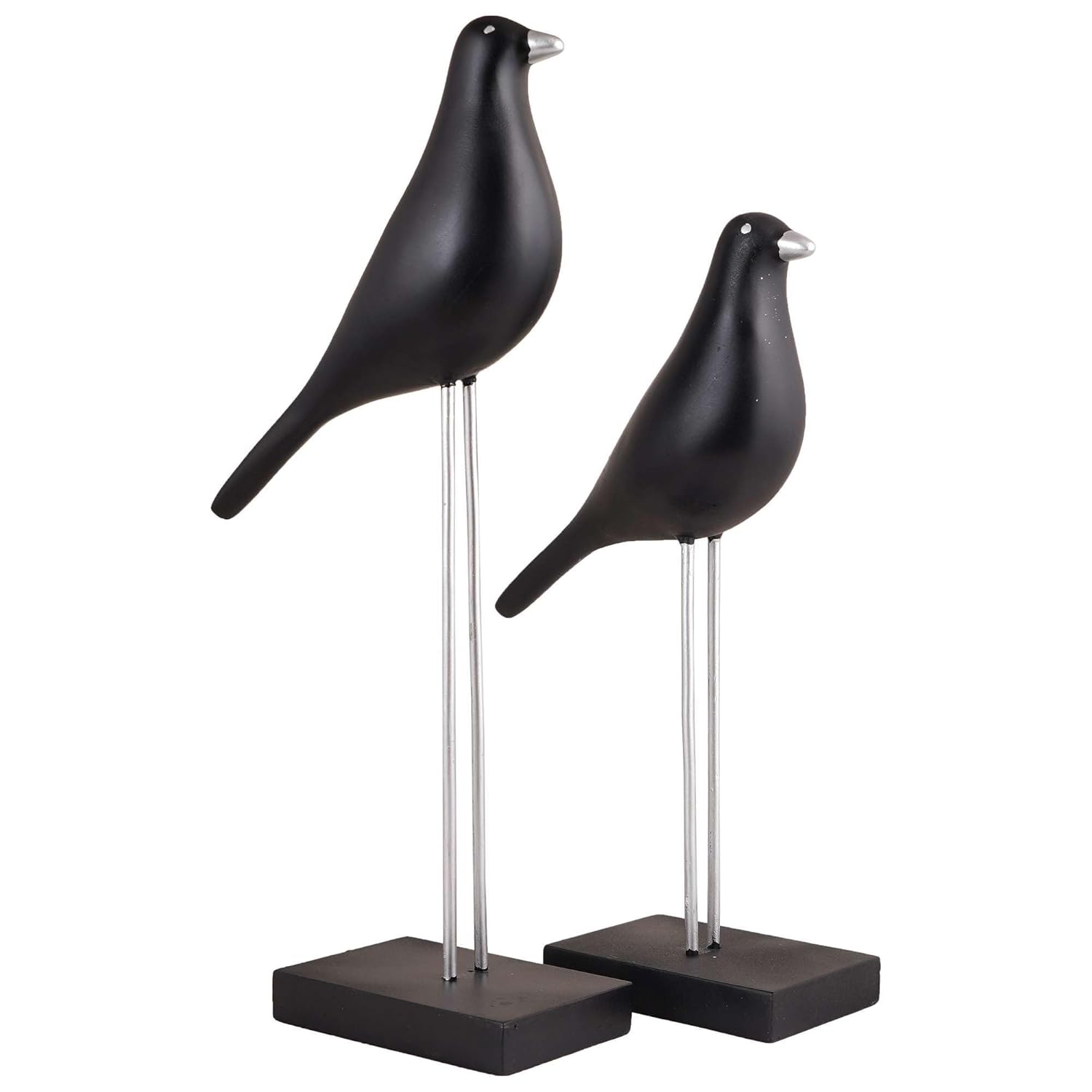 Sparrow Bird Decorative Showpiece on Iron Stand for Home Decor