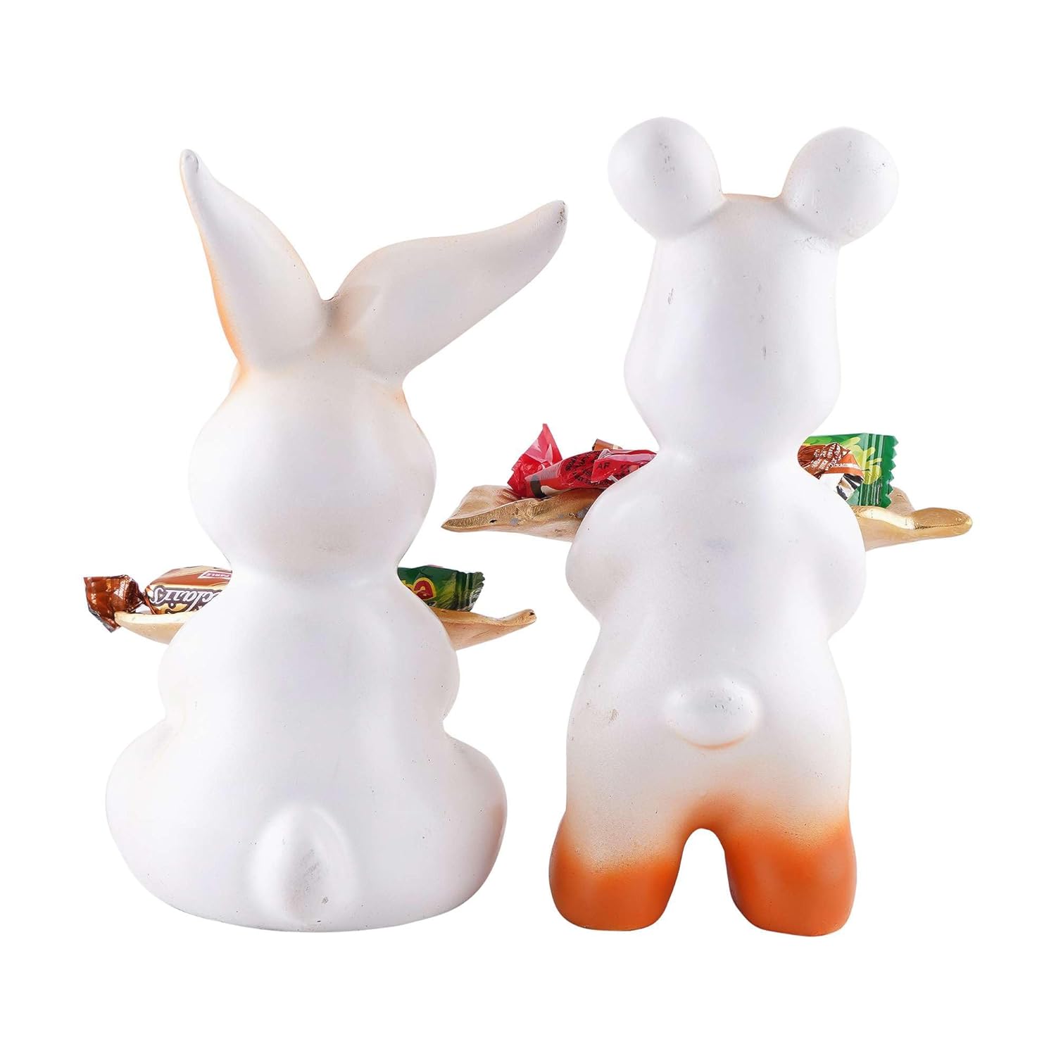 Set of 2 Rabbit Figurines Decorative Home Animal Statues