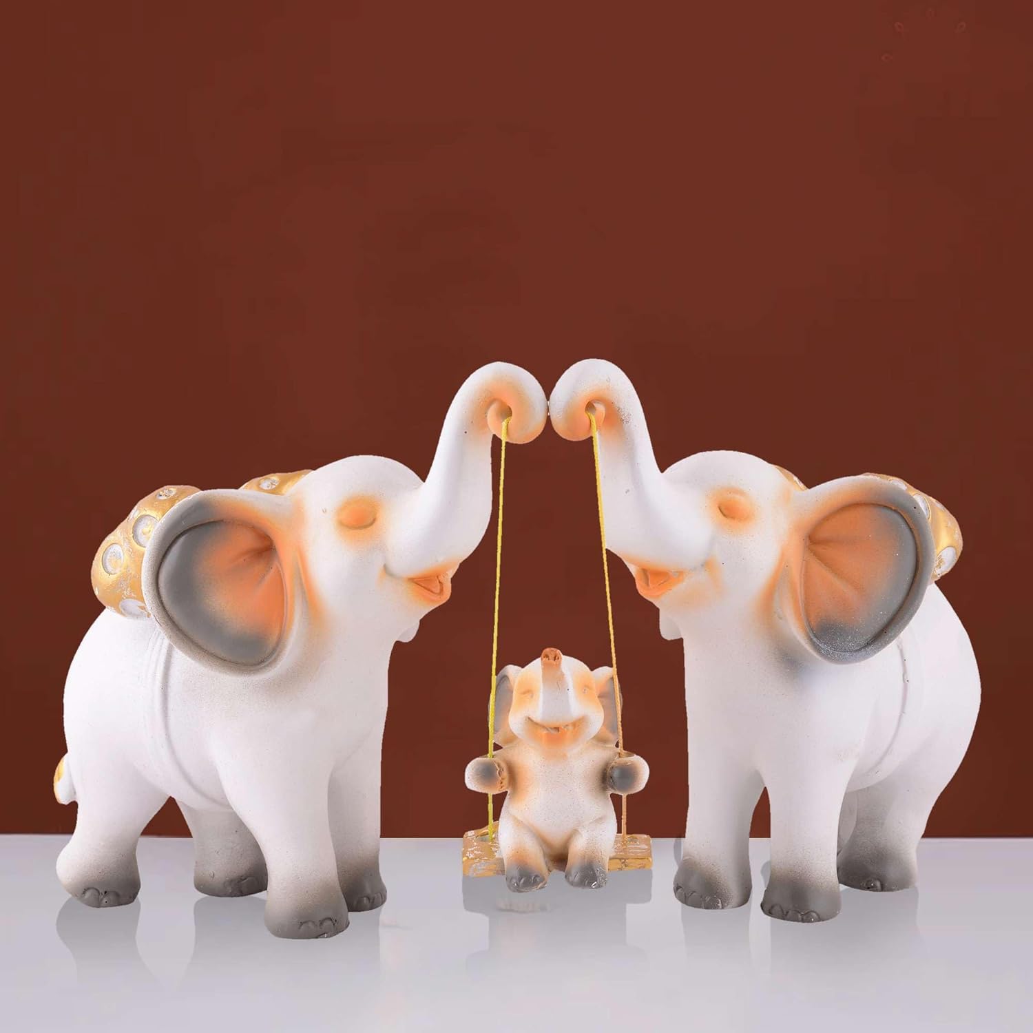 Handcrafted Elephant Decor Set for Tabletop and Mantel