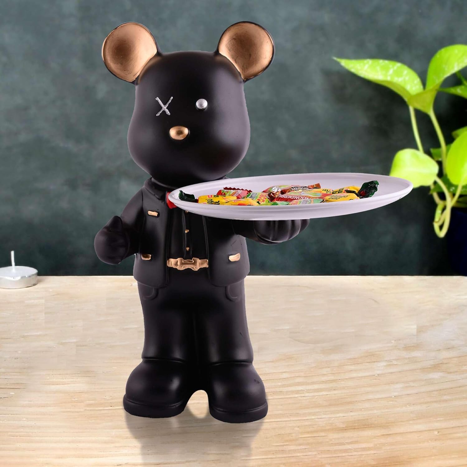 Cool Teddy Bear Showpiece with Plate Dec...