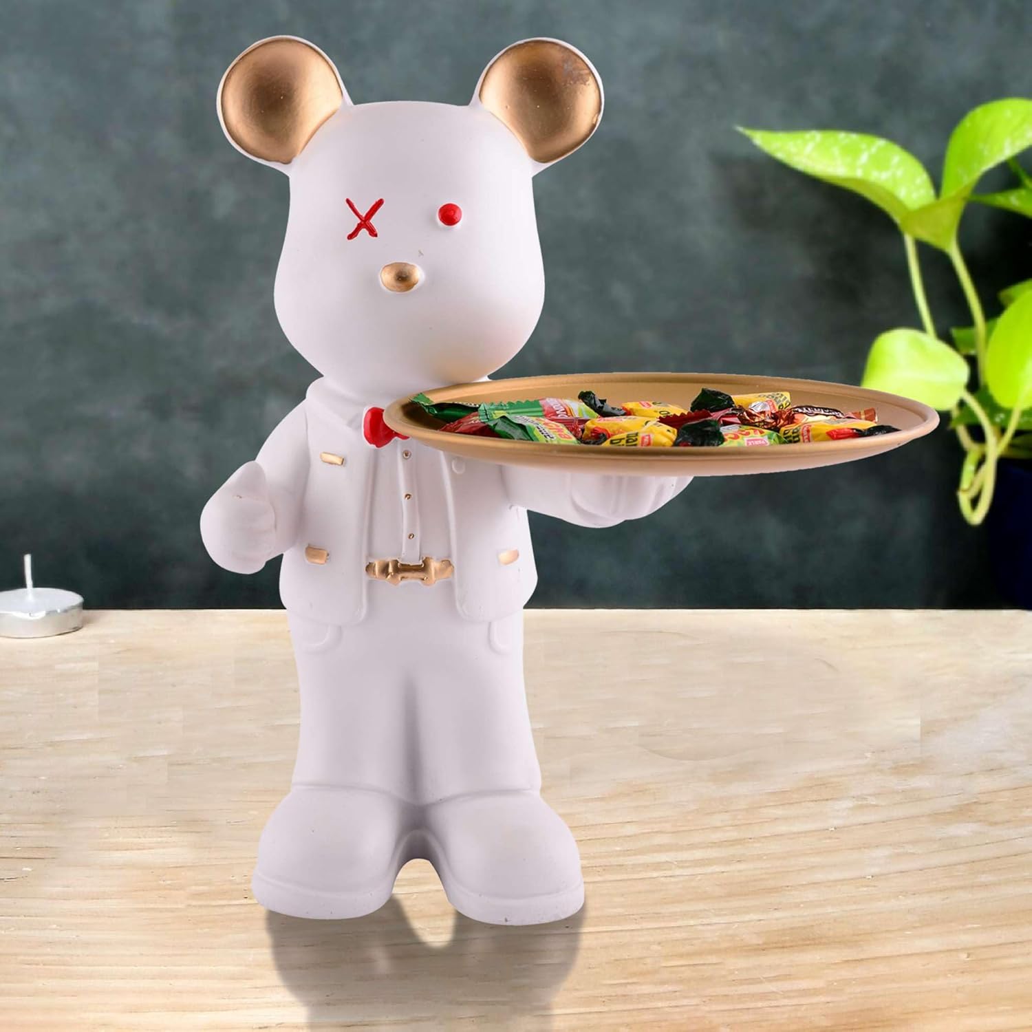 Cool Teddy Bear Showpiece with Plate Home Decor