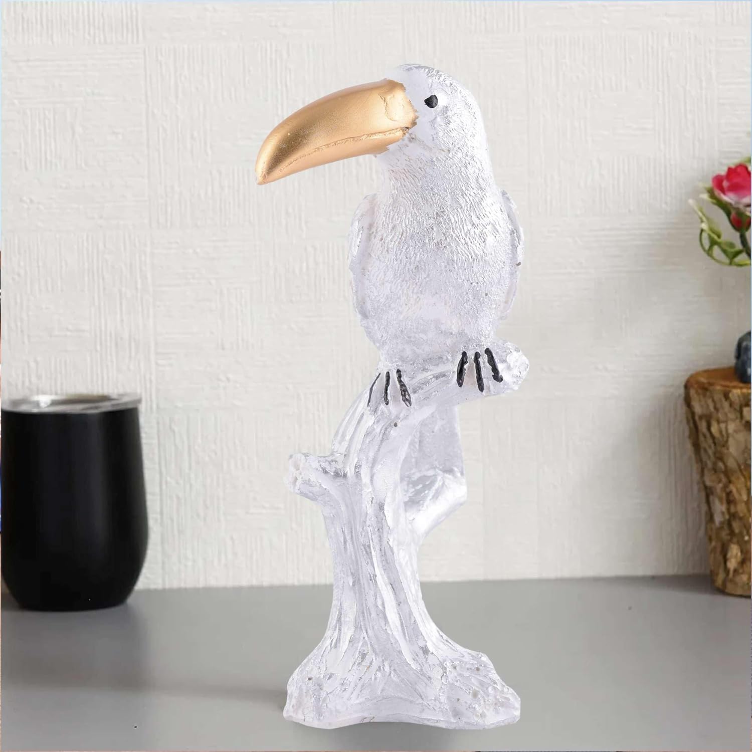 White Resin Parrot Decorative Showpiece for Home