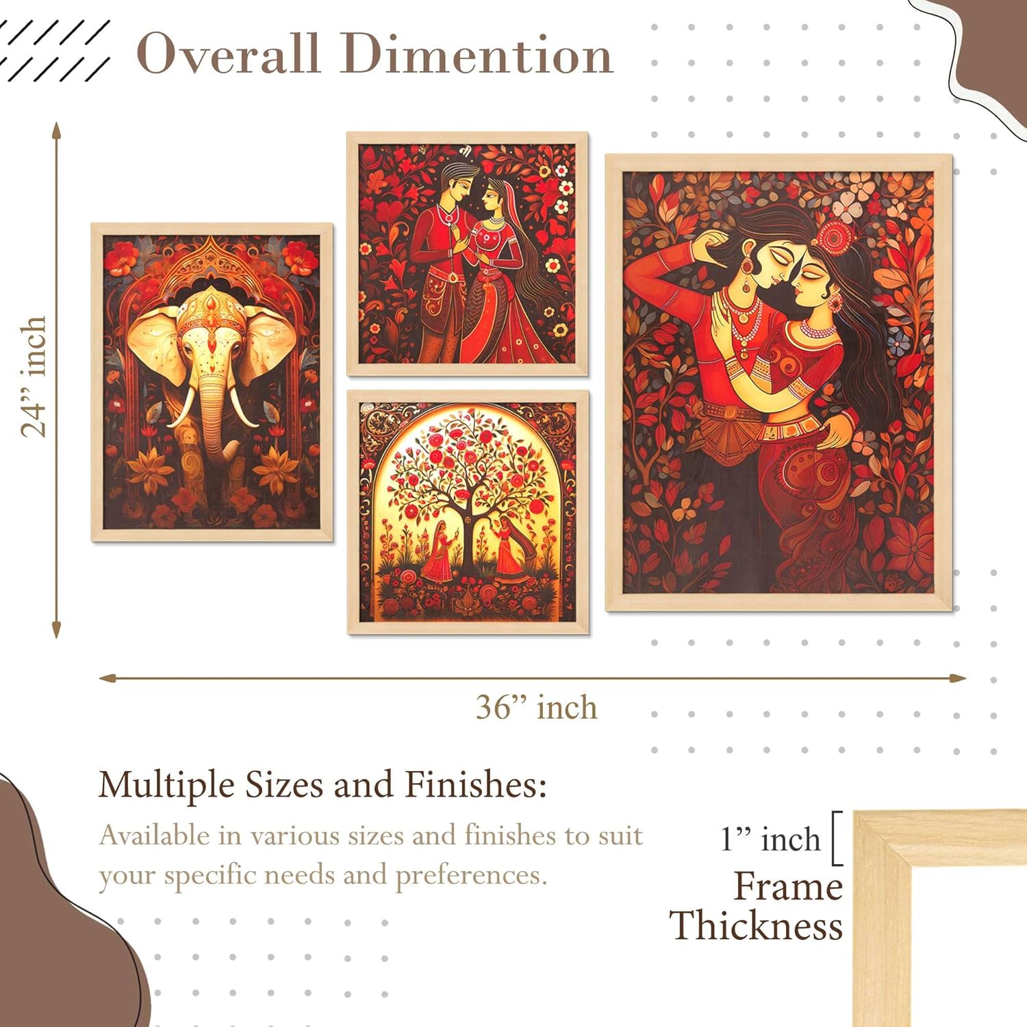 Scenery Framed Wall Painting Set of Four Living Room