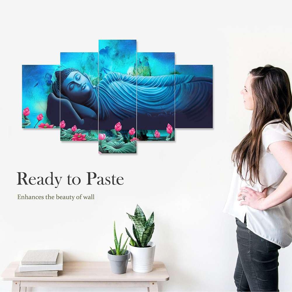 MDF Framed 3D Wall Painting Set of Five  for Home Decoration, Big Size Painting for Living Room