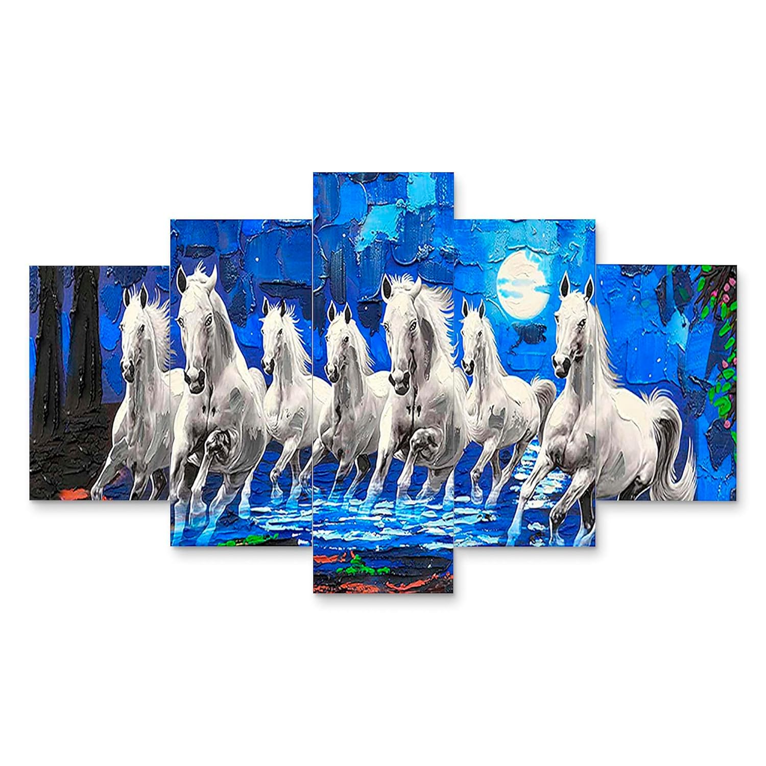 MDF Framed 3D Wall Painting Set of Five for Home Decoration, Big Size Painting for Living Room