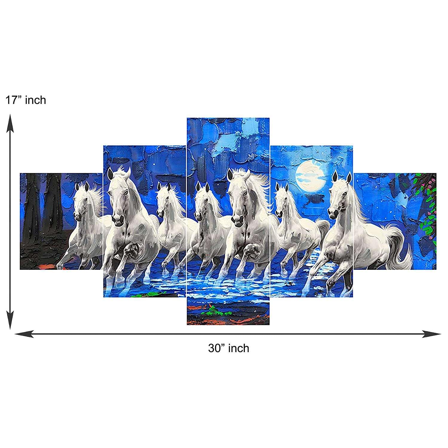 MDF Framed 3D Wall Painting Set of Five for Home Decoration, Big Size Painting for Living Room