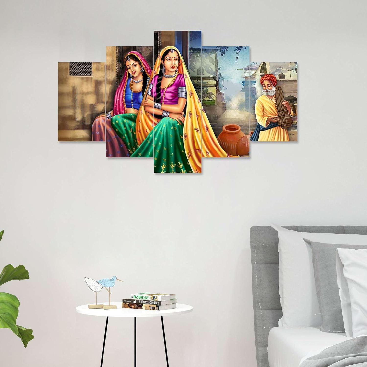 MDF Framed 3D Wall Painting Set of 5 Living Room Decor