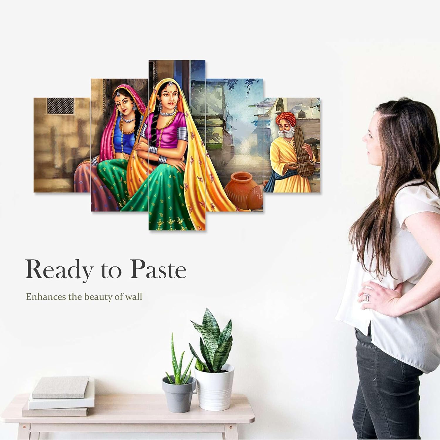 MDF Framed 3D Wall Painting Set of 5 Living Room Decor