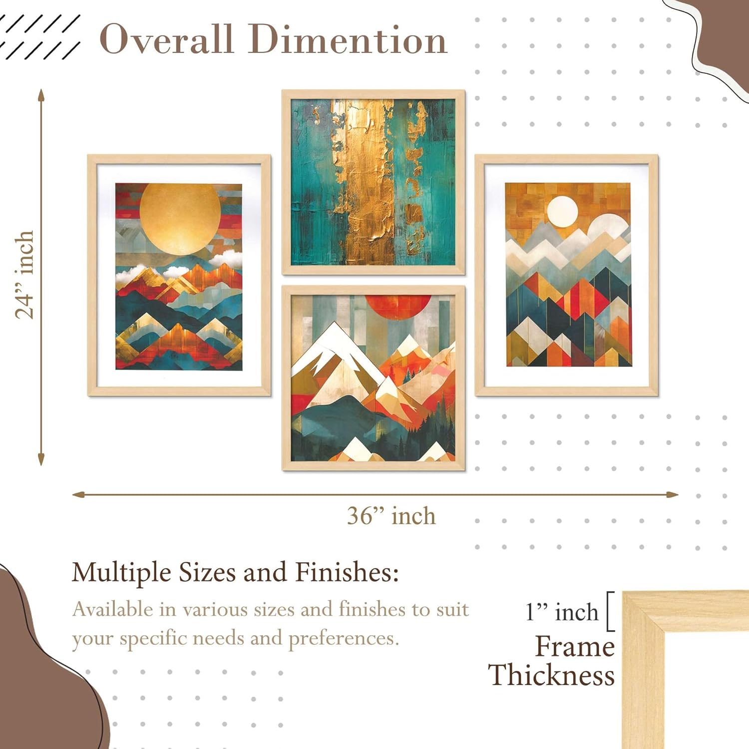 Framed Wall Painting Set of Four Home Decor