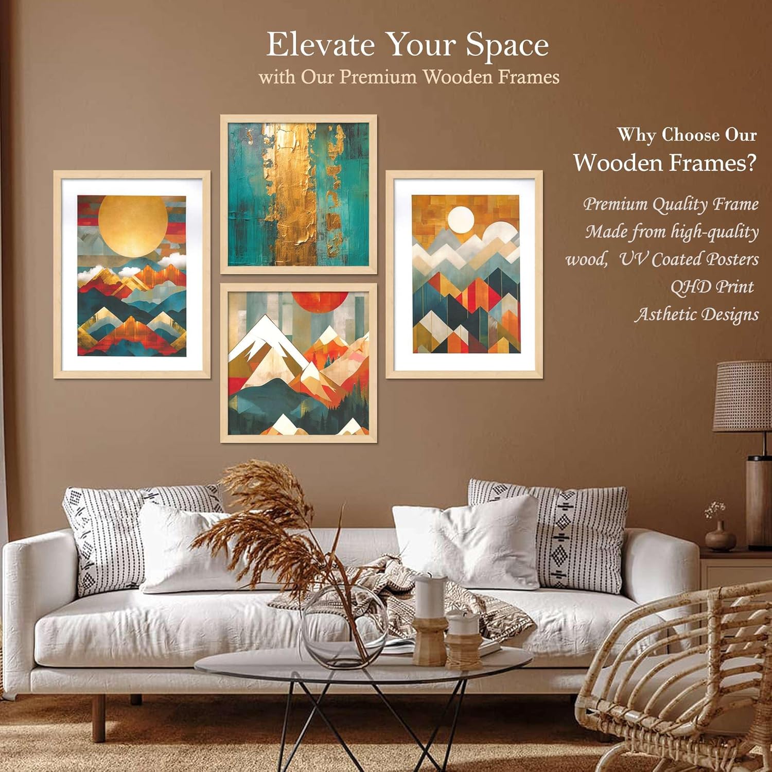 Framed Wall Painting Set of Four Home Decor