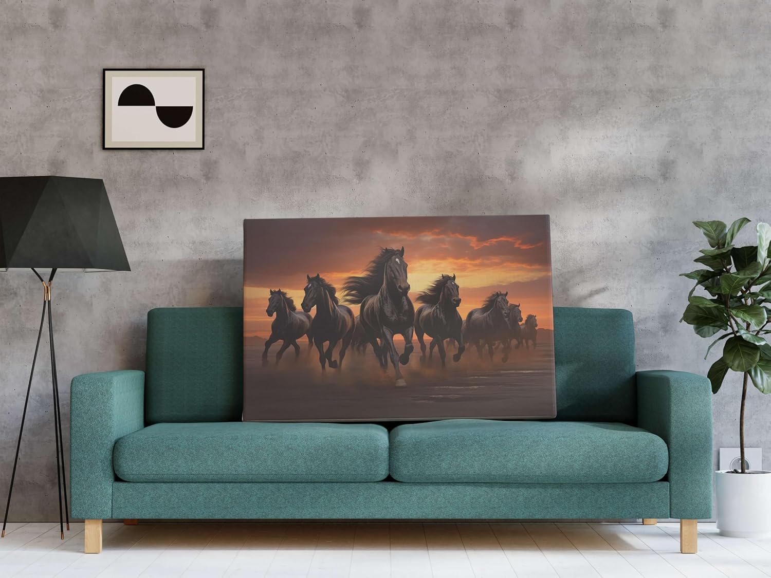 Seven Horse Painting For Wall Decoration With Frame Canvas Painting For Living Room