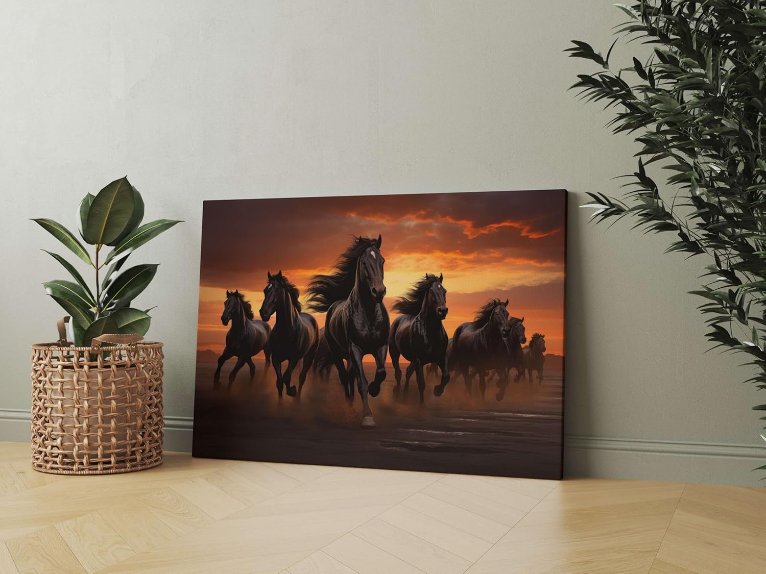 Seven Horse Painting For Wall Decoration With Frame Canvas Painting For Living Room