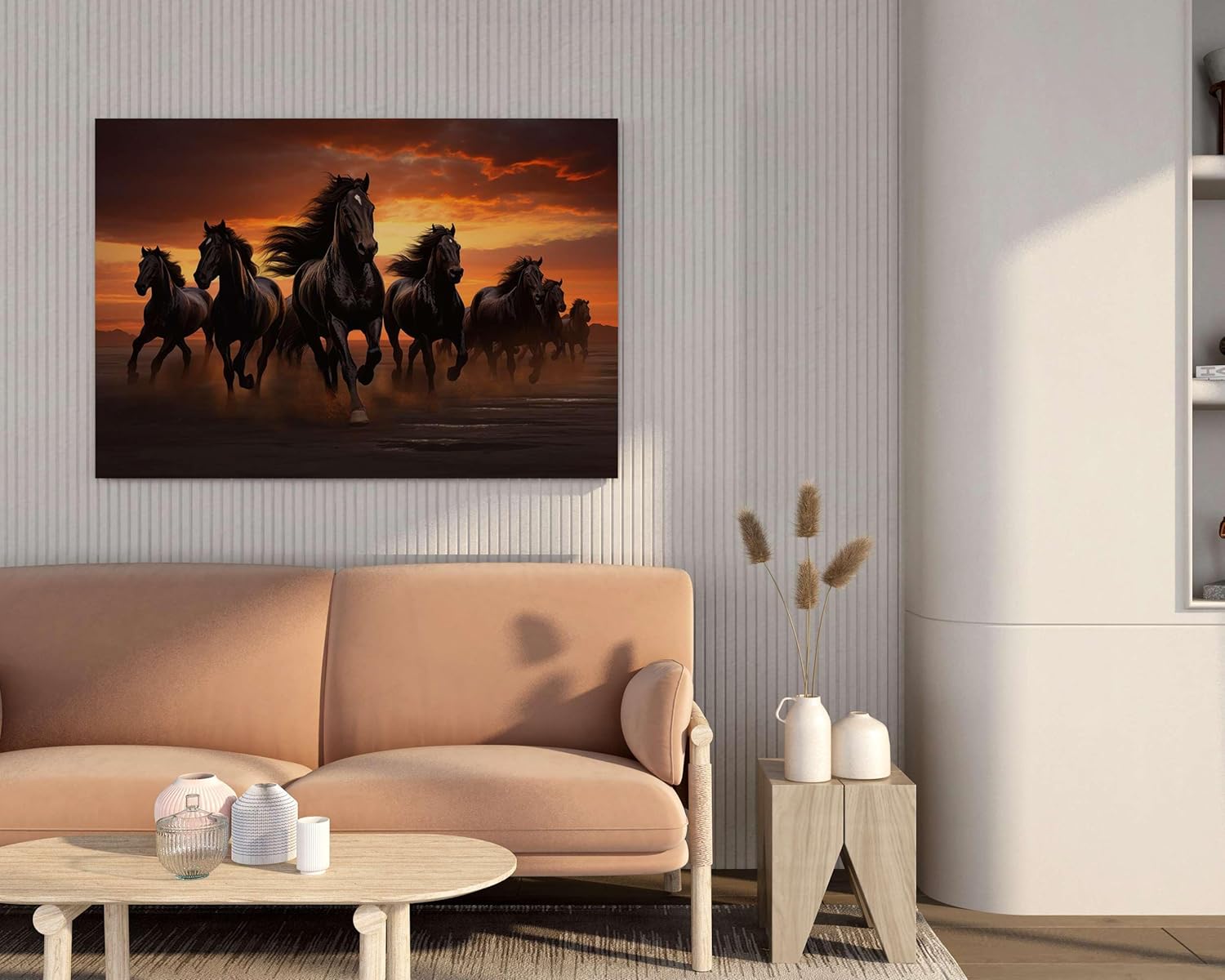 Seven Horse Painting For Wall Decoration With Frame Canvas Painting For Living Room